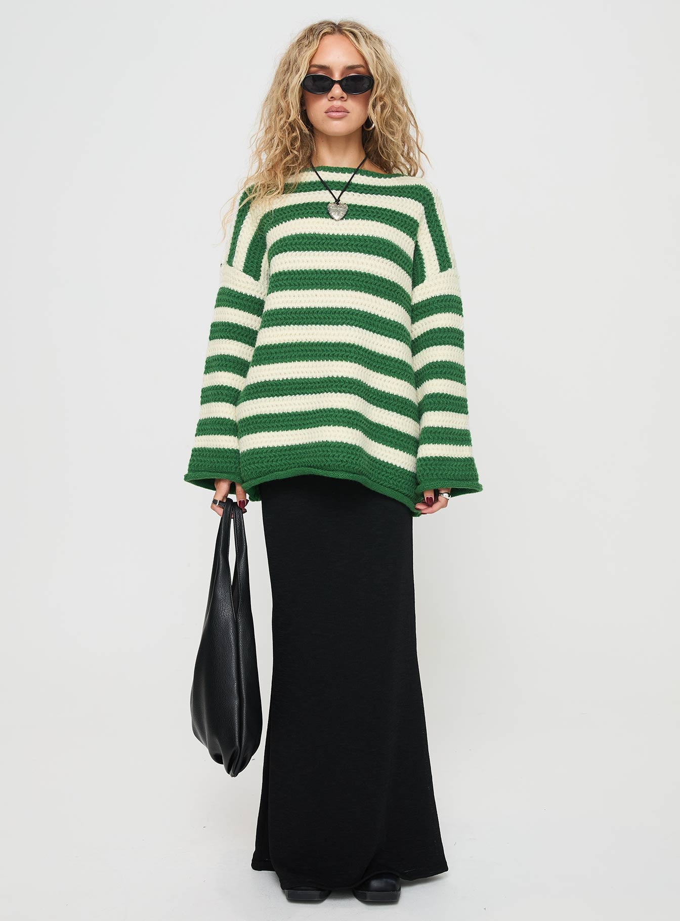 Brando Knit Sweater Green / Cream Stripe、mySite、solidvoid
