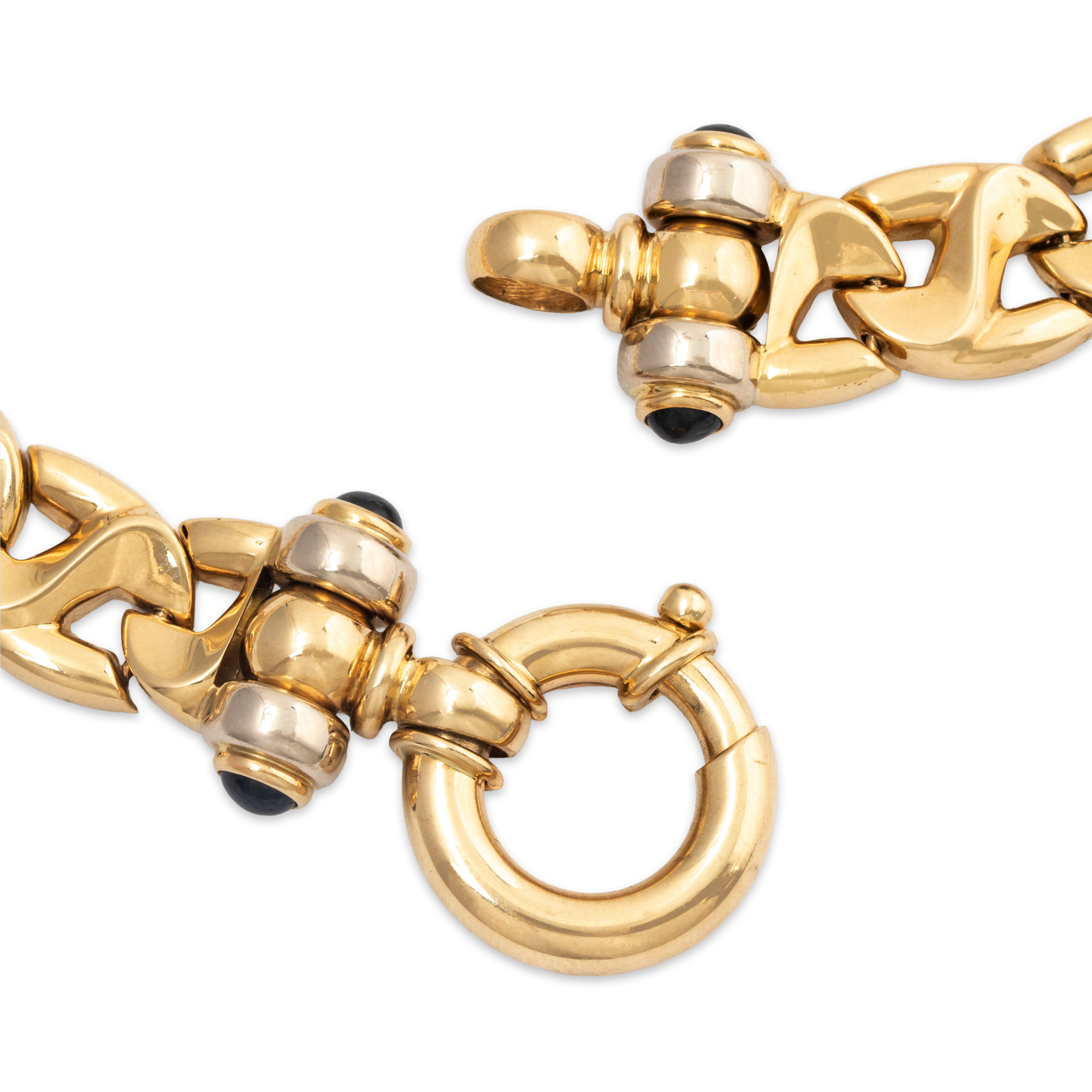 Bold Vintage Italian 14k Yellow Gold Sapphire Statement Collar Necklace 14、mySite、hinf8tx79