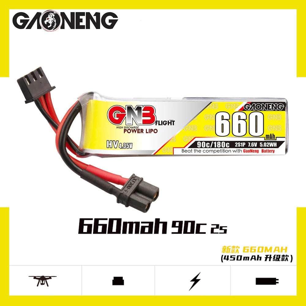  Gaoneng GNB 7.6V 2S 660mAh 90C LiHV Micro Battery (Long Type) - XT30、mySite、merchandisen