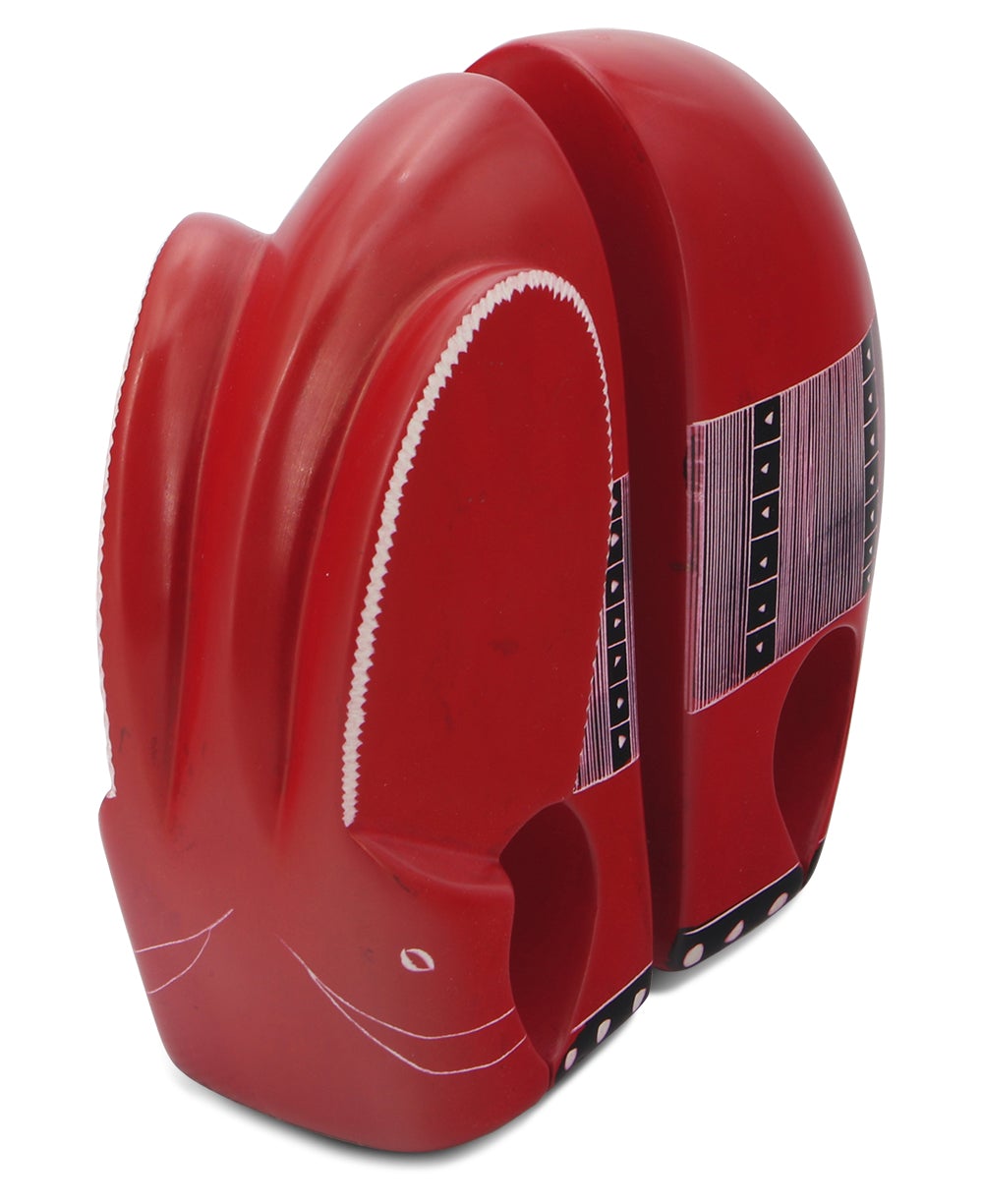 Red Kisii Elephant Bookends with Tribal Patterns、mySite、topwebapps