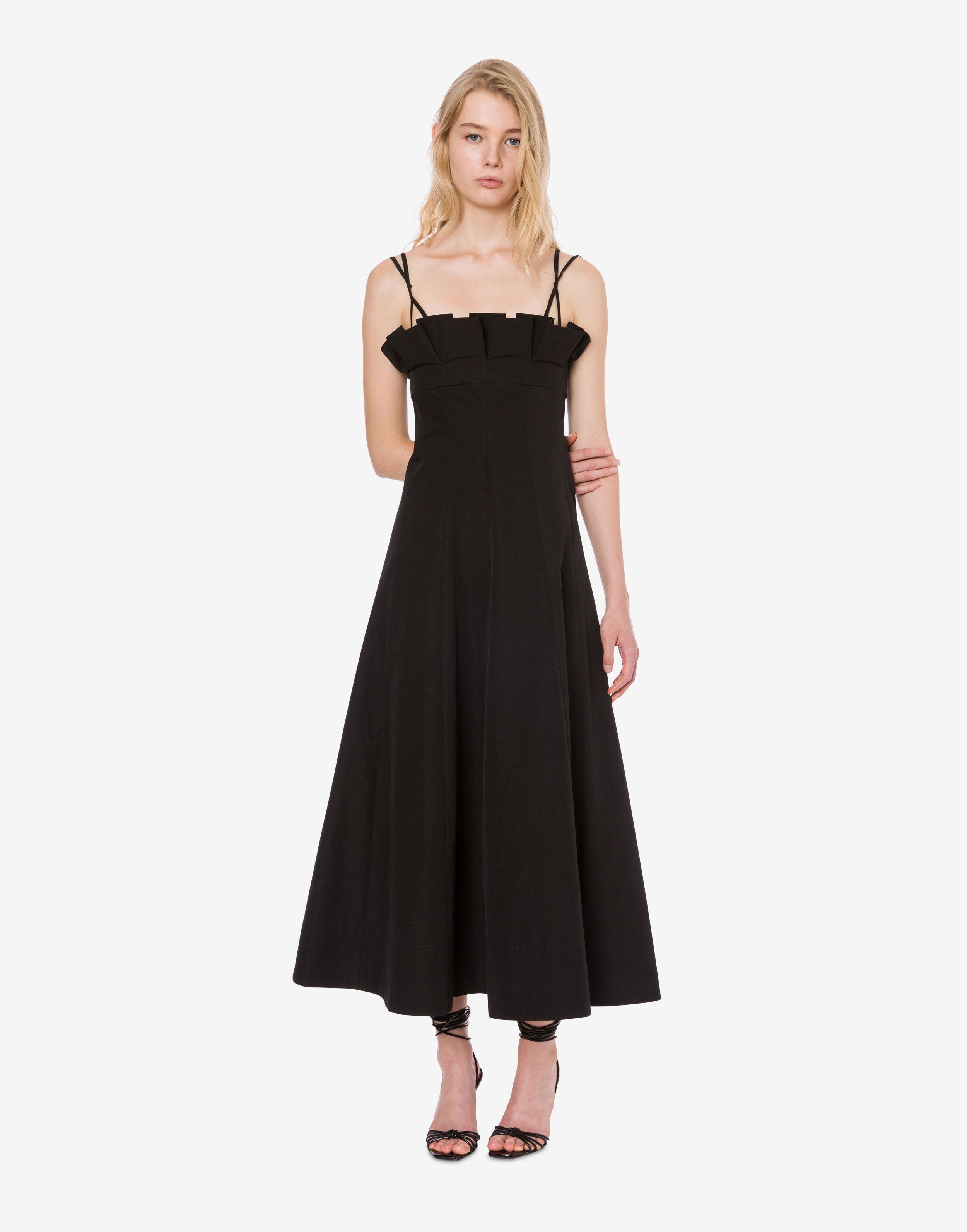 Abito longuette in cotone tecnico con ruches、mySite、aoinhome