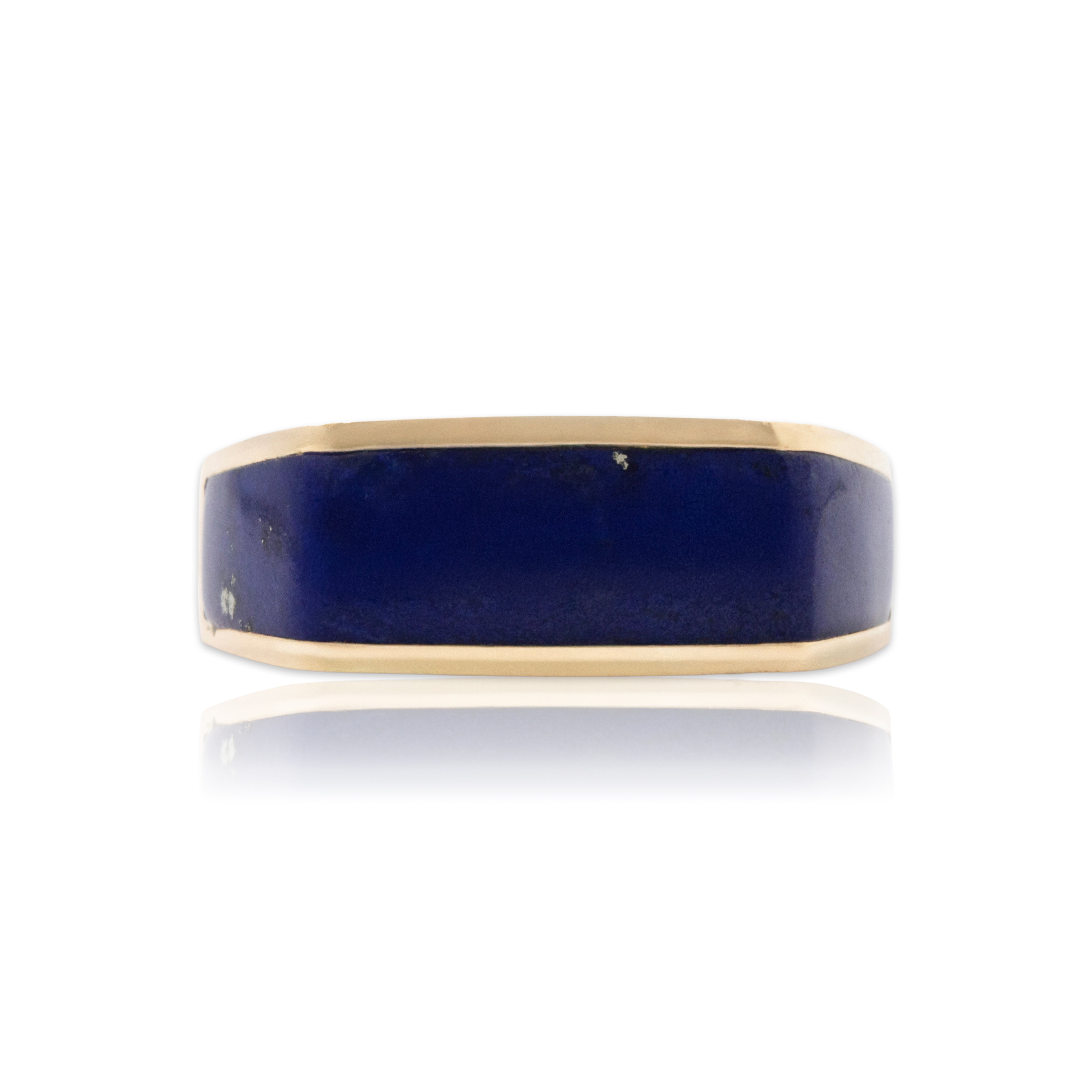 Vintage 14k Yellow Gold Lapis Lazuli Inlay with Screw Design Signet Ring 8.00、mySite、hinf8tx79