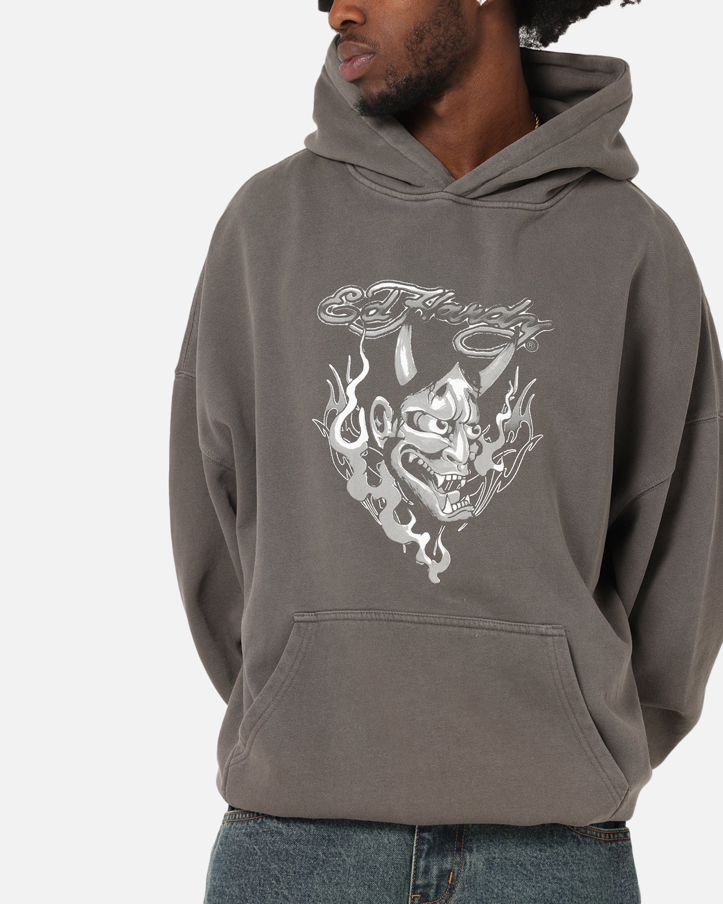 Ed Hardy Double Horns Hoodie Washed Charcoal、mySite、zt4zffjzw