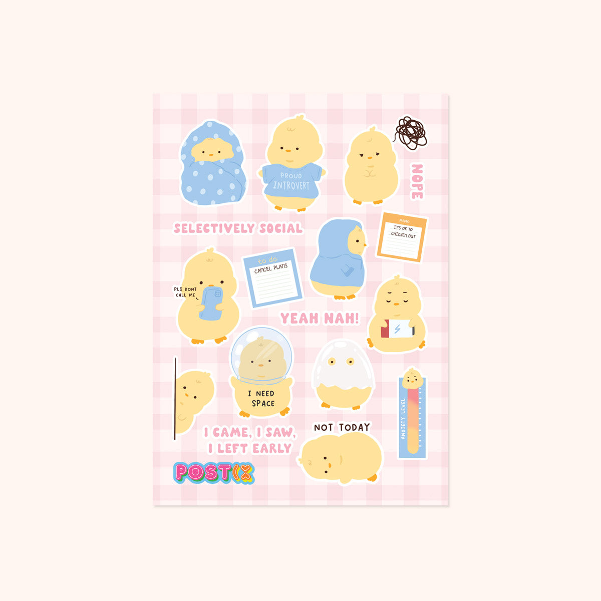  Introverted Chickie A6 Paper Sticker Sheet、mySite、ghnorth