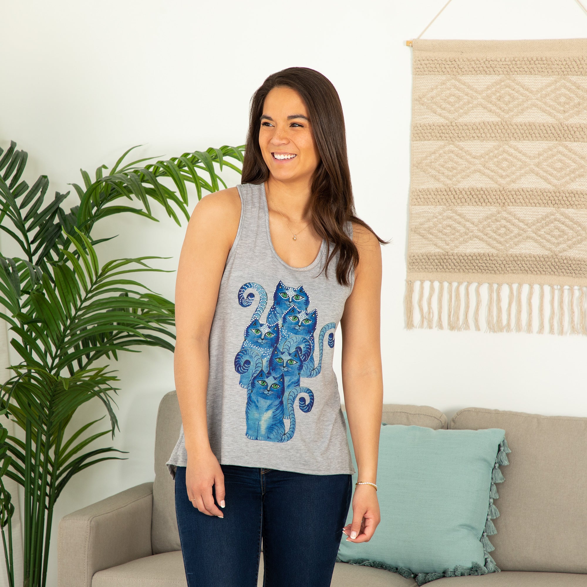 Rhinestone & Cats Tank Top、mySite、camillekostekn