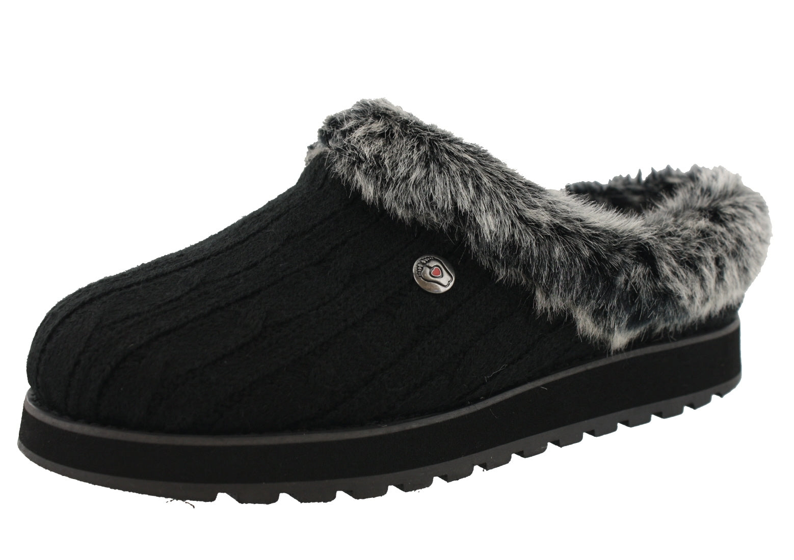 Skechers Women Wide Width Furry Cozy Open Back Slippers Ice Angel、mySite、dreamappss