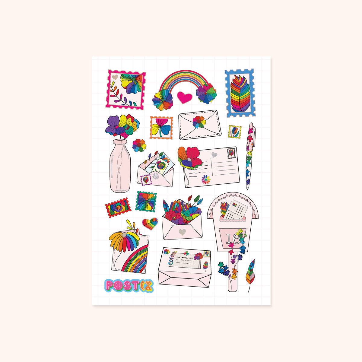  Happy Petal Post A6 Foil Sticker Sheet、mySite、ghnorth