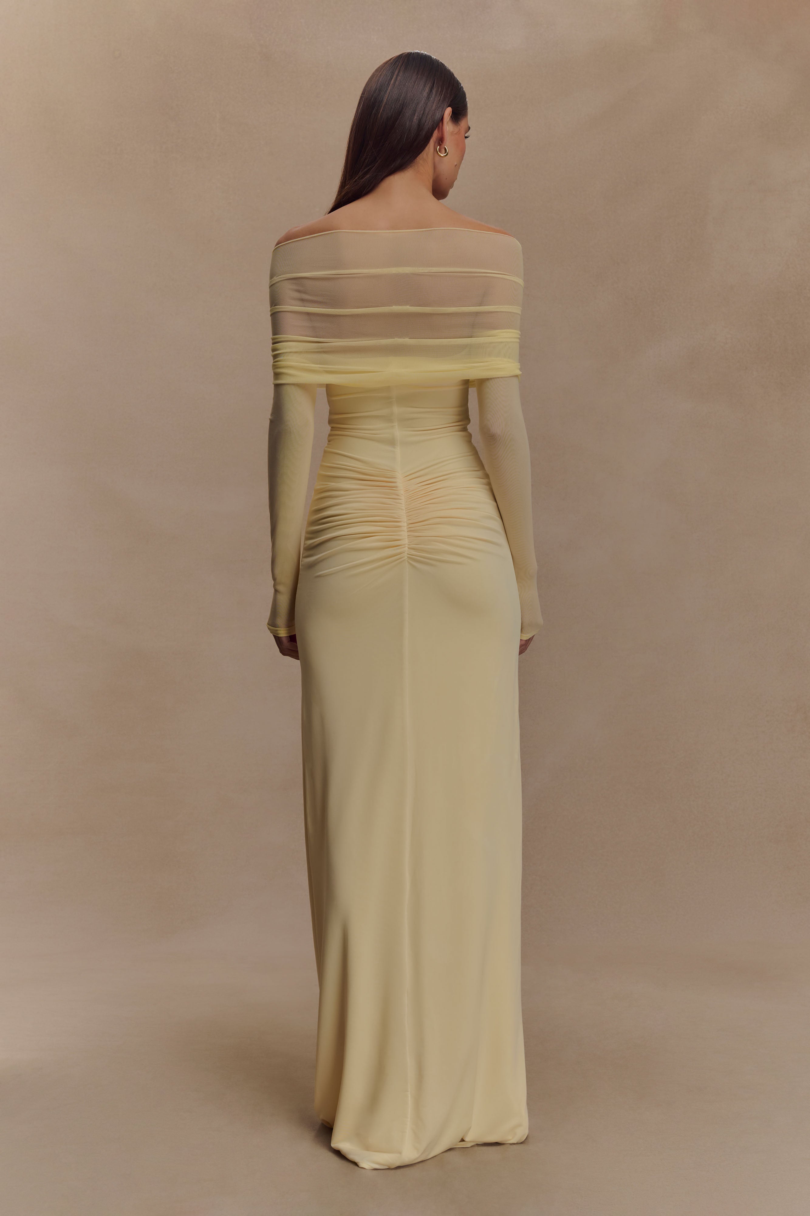 Rafaella Slinky And Mesh Maxi Dress - Lemon、mySite、solidvoid