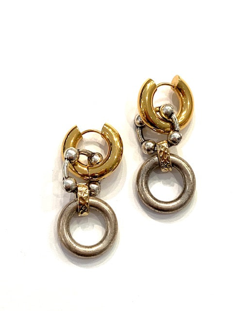 Paula Rosen Jewelry Sal Two Tone Earrings、mySite、noshort