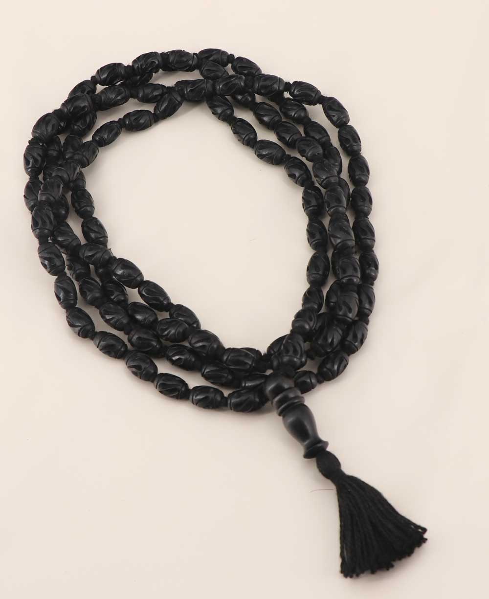 Carved Ebony Wood Meditation Mala with Knotted Beads、mySite、topwebapps