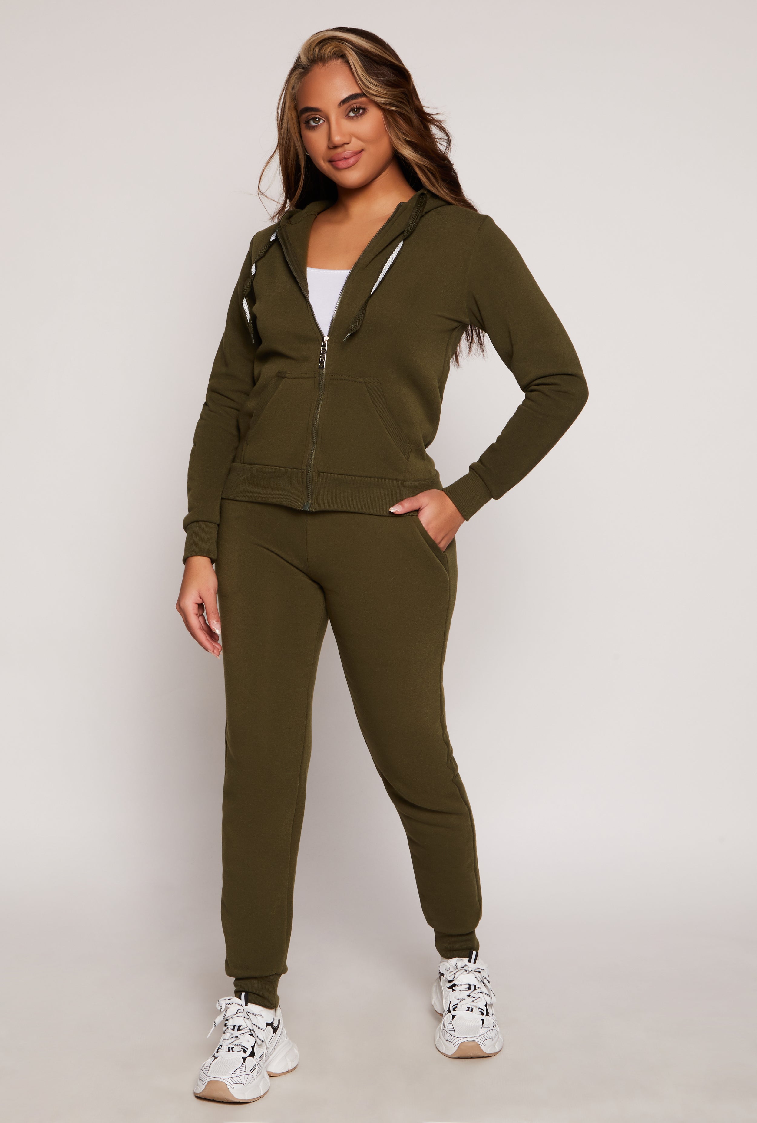 Fleece High Waist Drawstring Joggers、mySite、camillekostekn