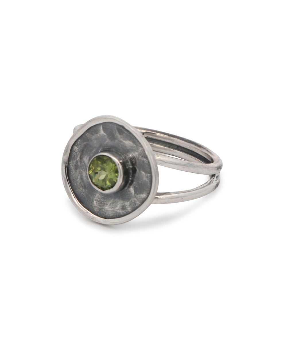 Oxidized Sterling Silver Peridot Gemstone Circle Ring、mySite、topwebapps