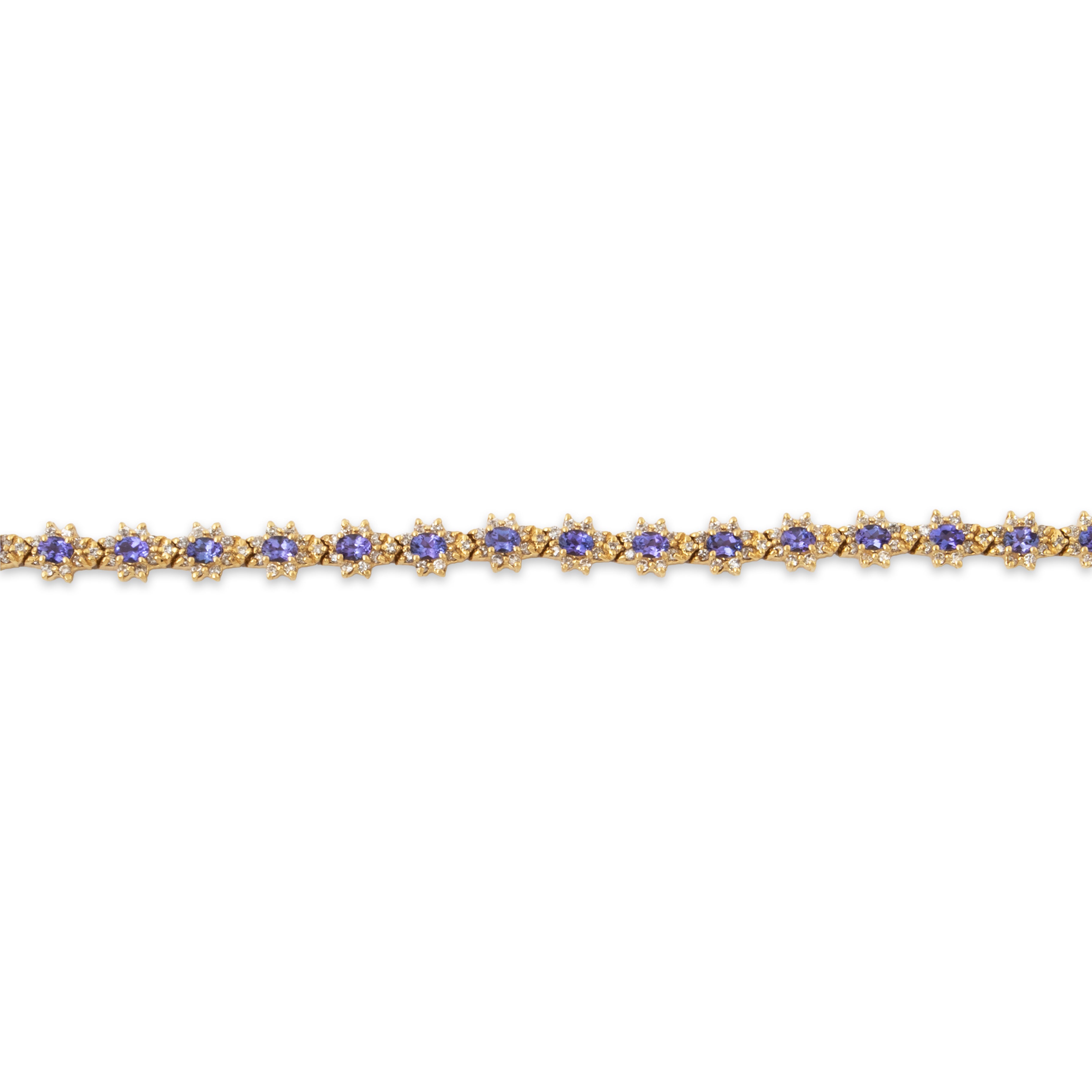 Vintage 14k Yellow Gold 3.57cttw Tanzanite 2.47cttw Diamond Bracelet 6.75、mySite、hinf8tx79