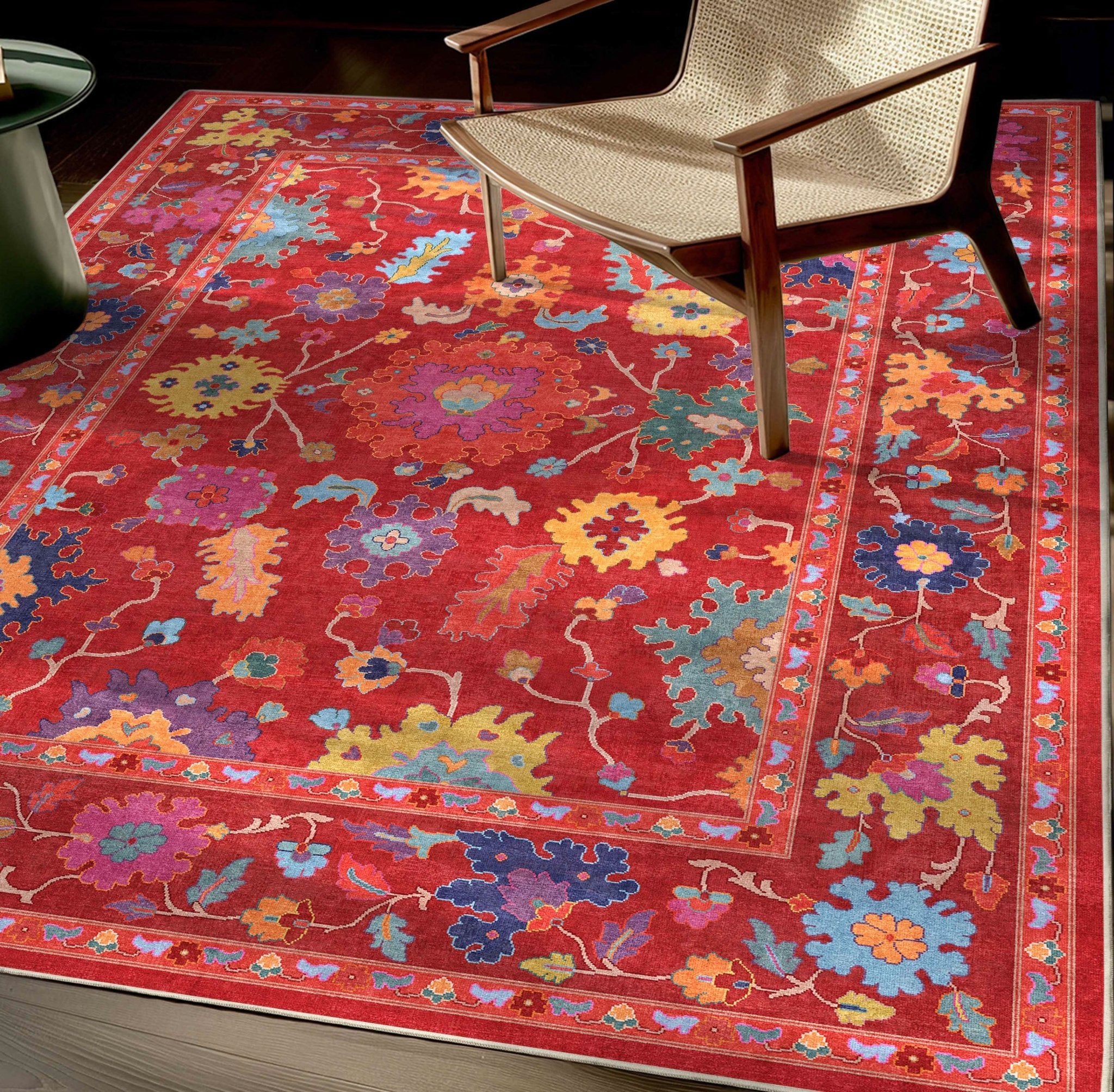 Bodrum Vintage Bohemian Floral Rug for Living Room Bedroom Dining Room ,Easy Clean、mySite、gigharbornorthrealestate