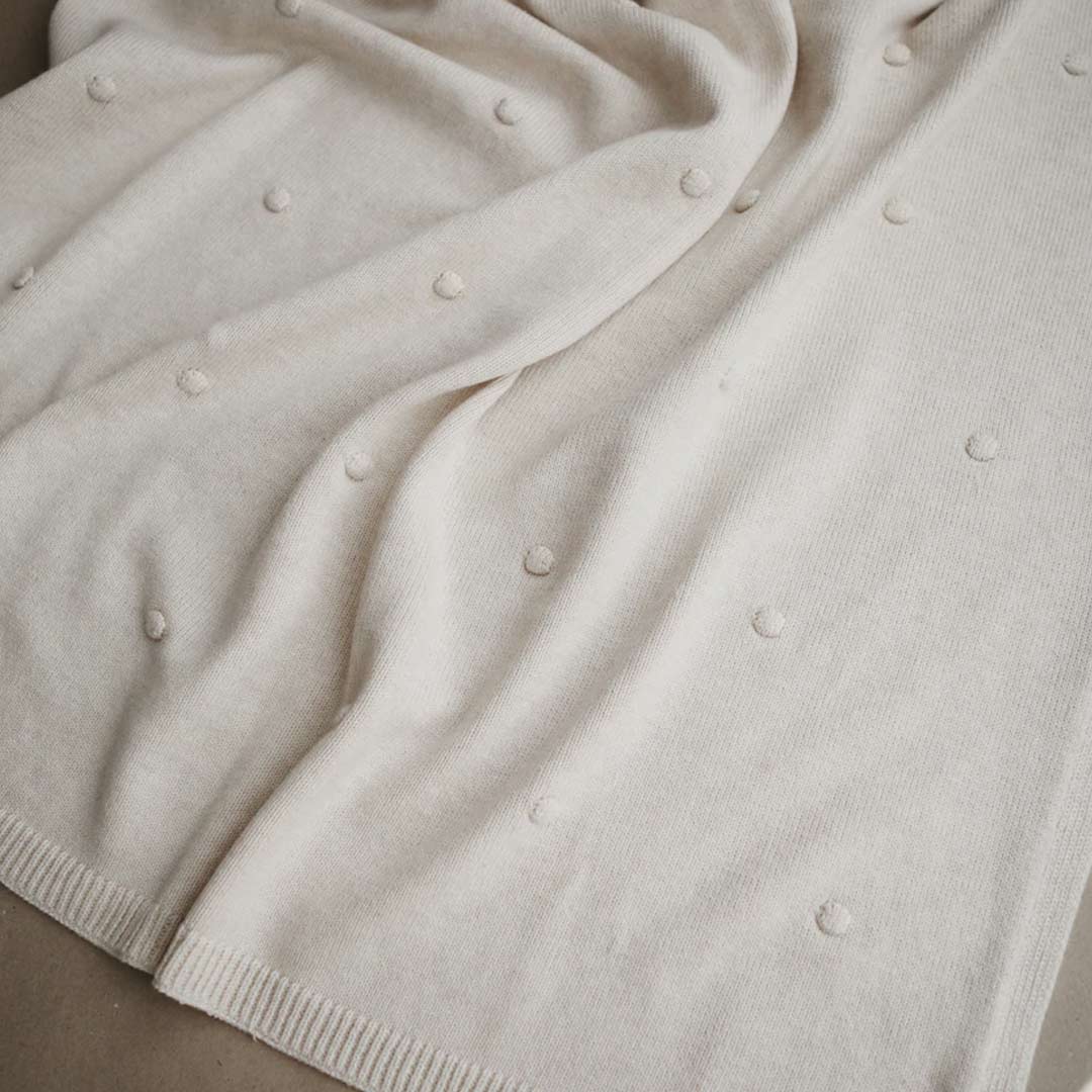  Mushie Knitted Baby Blanket - Textured Dots/Off-White Melange、mySite、merchandisen