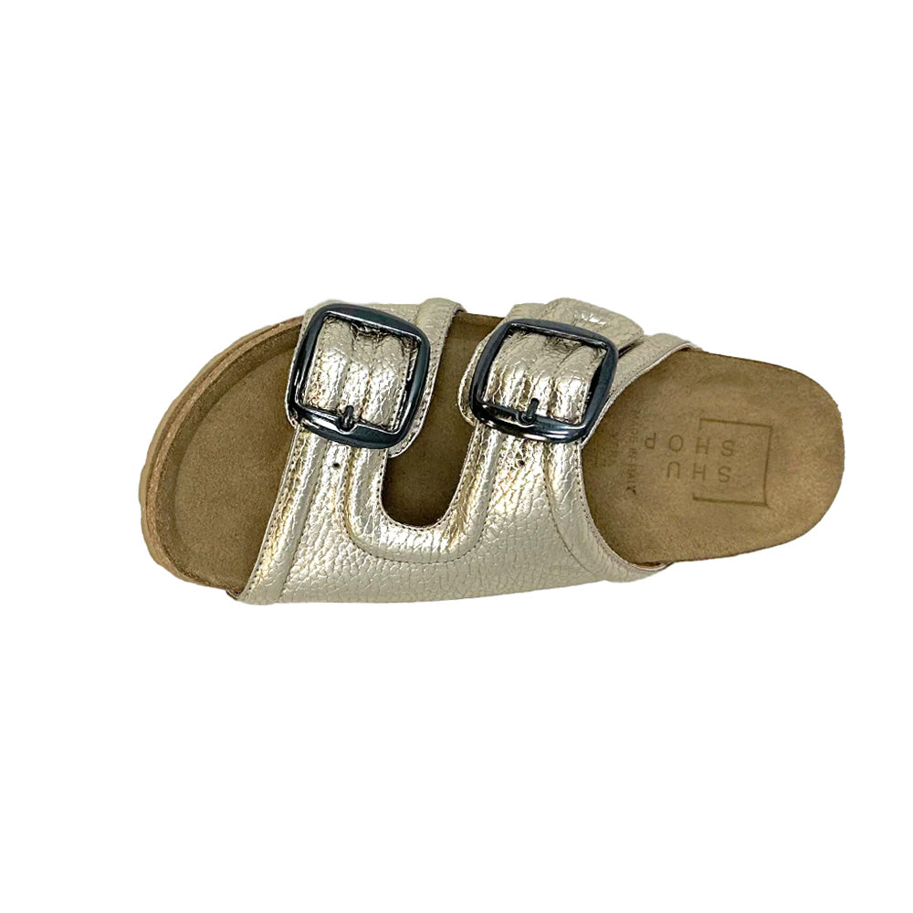 Barbara Metallic Slide Footbed Sandals、mySite、gtrtttuynbv
