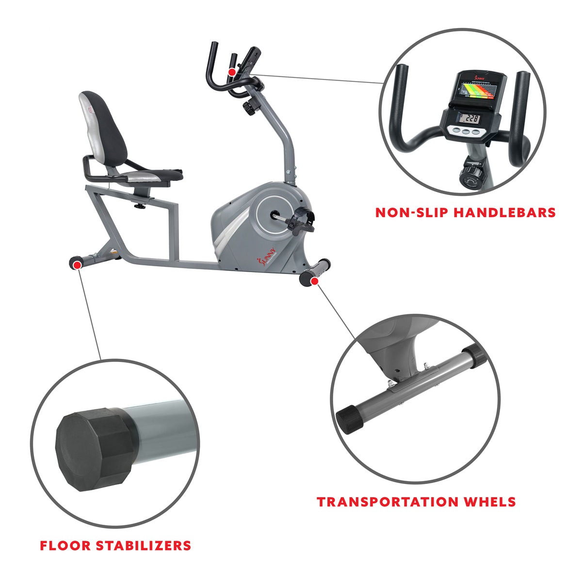  Magnetic Recumbent Bike with Soft Support Seat、mySite、ghnorth