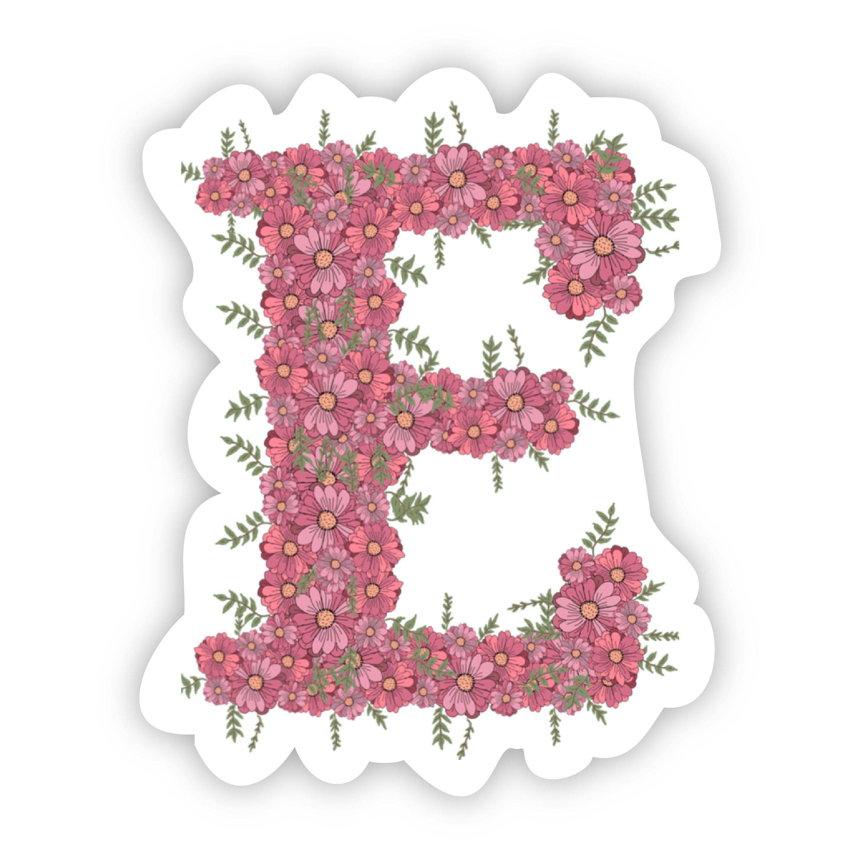  Floral E Letter Sticker、mySite、elrpsem3k