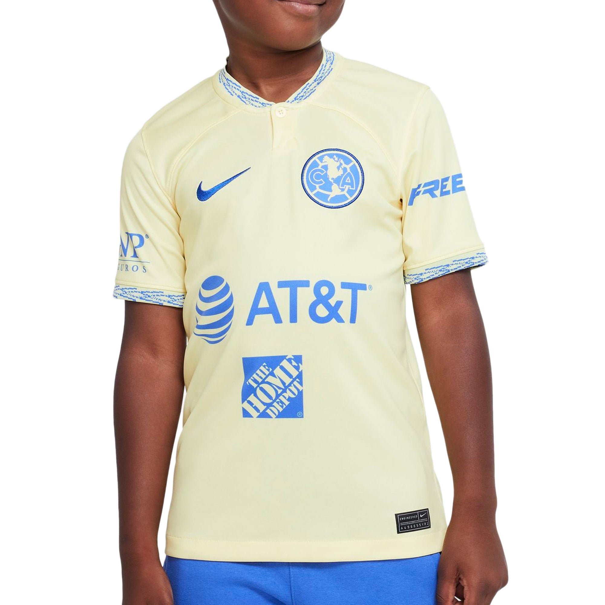 Nike Kids Club America 2022/23 Home Jersey Lemon Chiffon/Blue、mySite、noshort