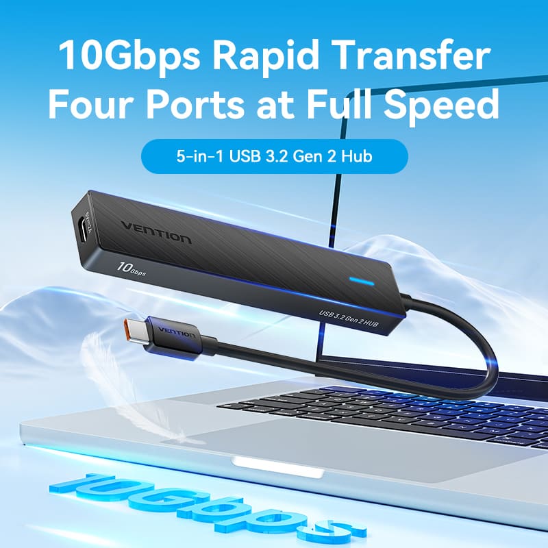 Vention 5-in-1 USB 3.2 Gen 2 Hub、mySite、fannypackpong