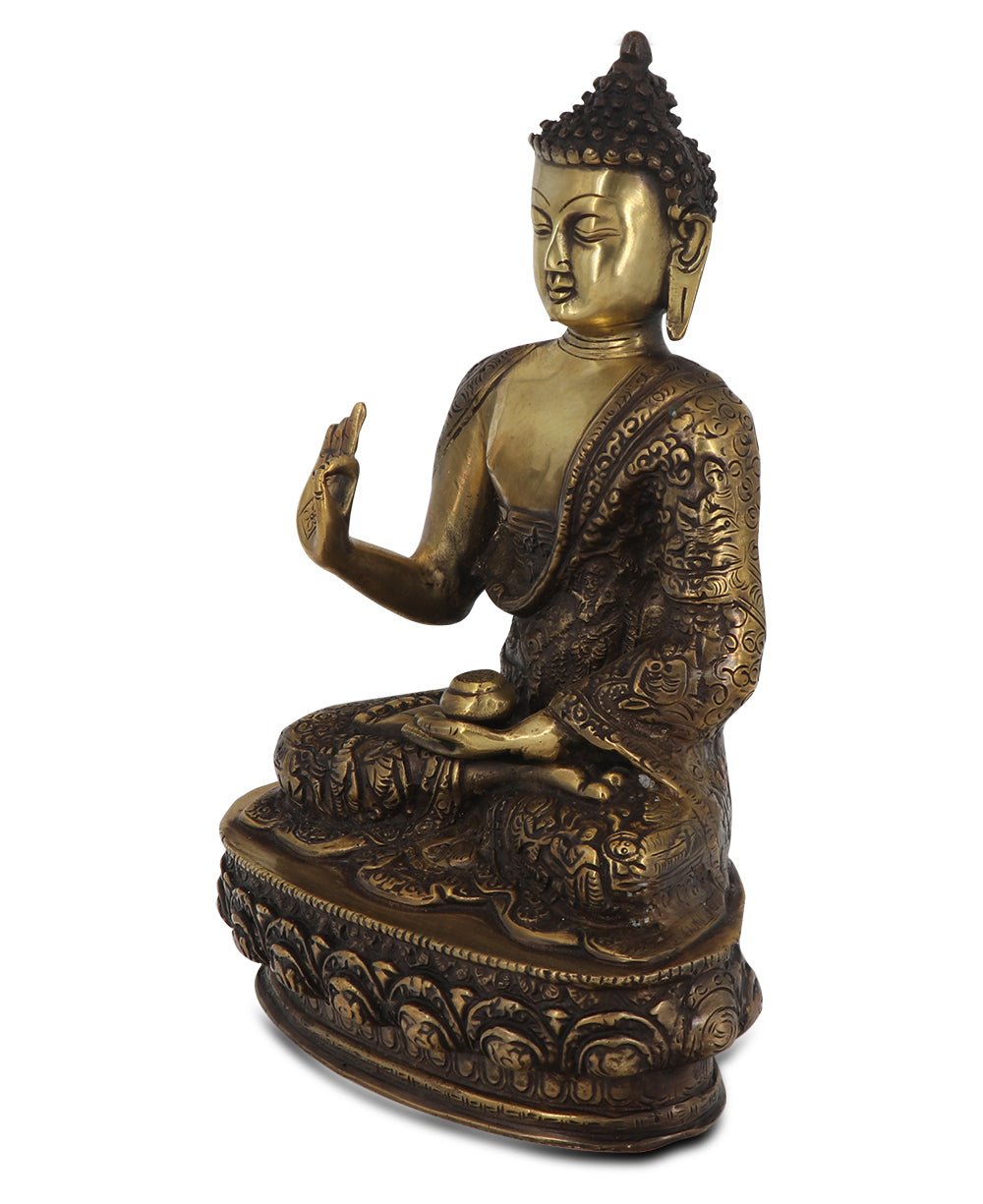 Intricate Life of Buddha Brass Statue, 12 Inches High、mySite、topwebapps