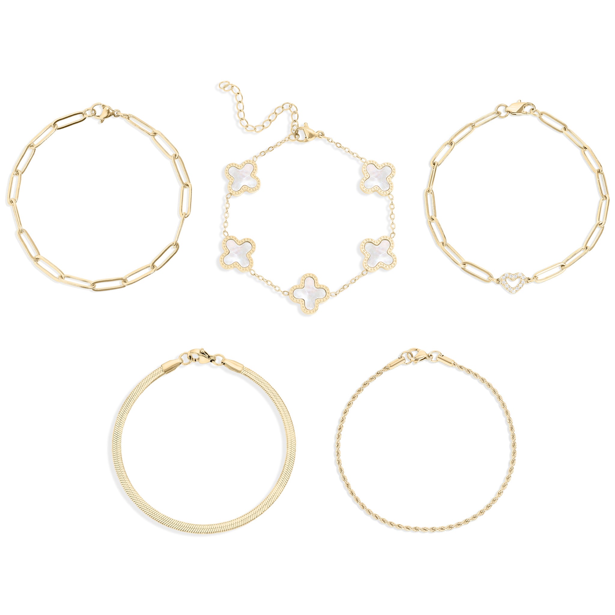 18K Gold PVD Stainless Steel Necklace and Bracelet Jewelry Set / BND0062、mySite、dreamappss