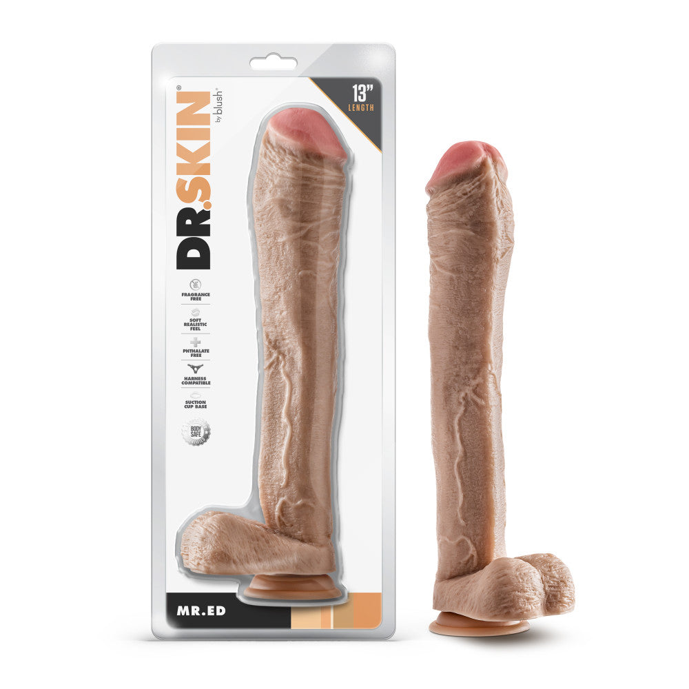 Dr. Skin By Blush® | Mr. Ed 13 Inch Long Dildo with Suction Cup & Balls Beige、mySite、bottomscart