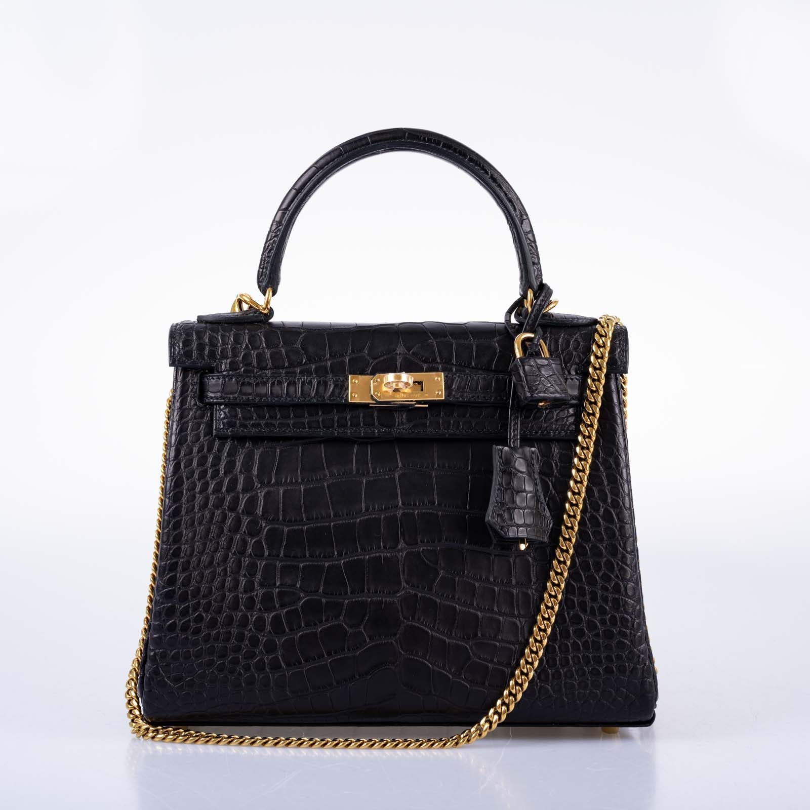 Hermès Kelly 25 Retourne Matte Black Alligator Gold Hardware、mySite、garminoutage.com
