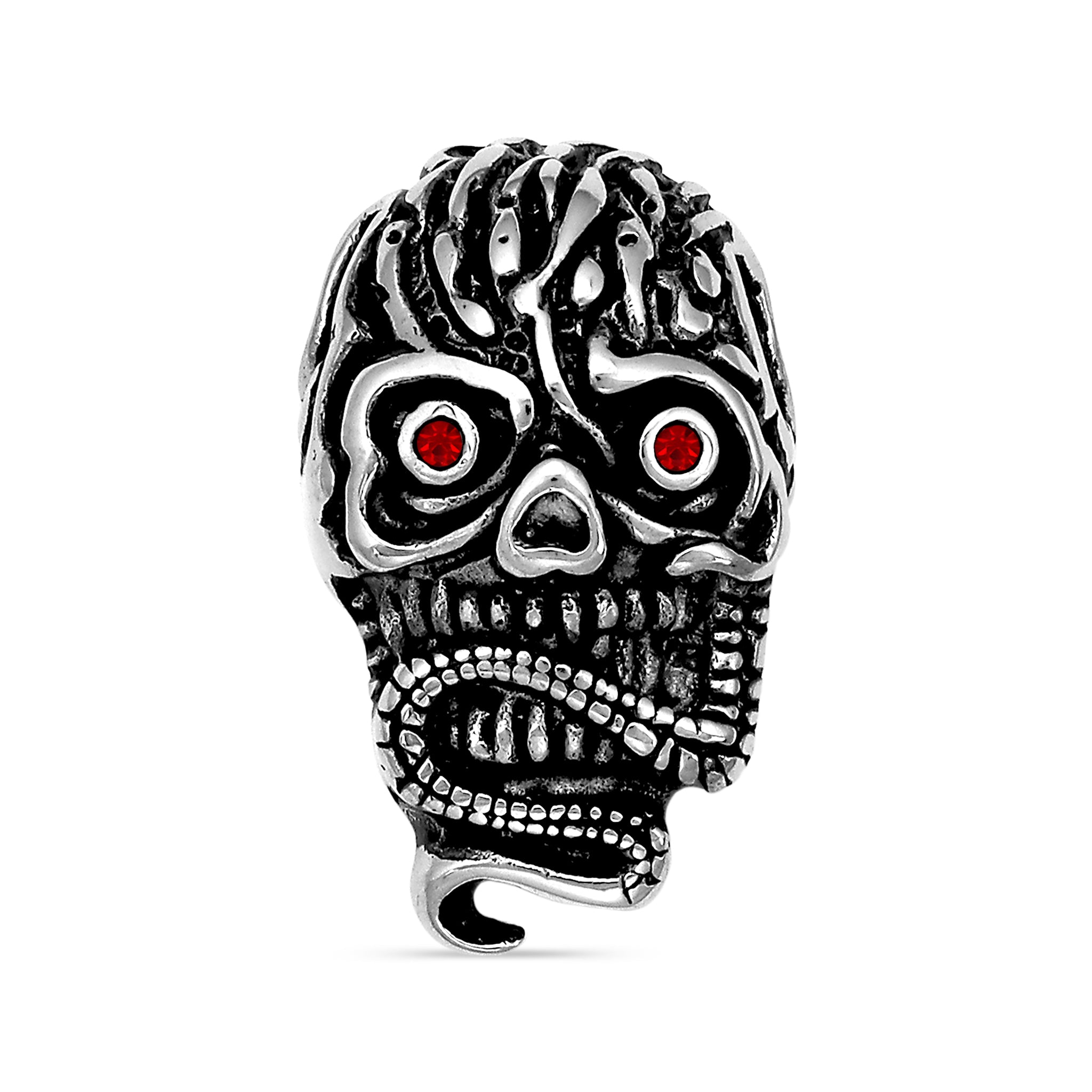 Stainless Steel Red CZ Eyed Skull With Snake Pendant / PDL2024、mySite、dreamappss