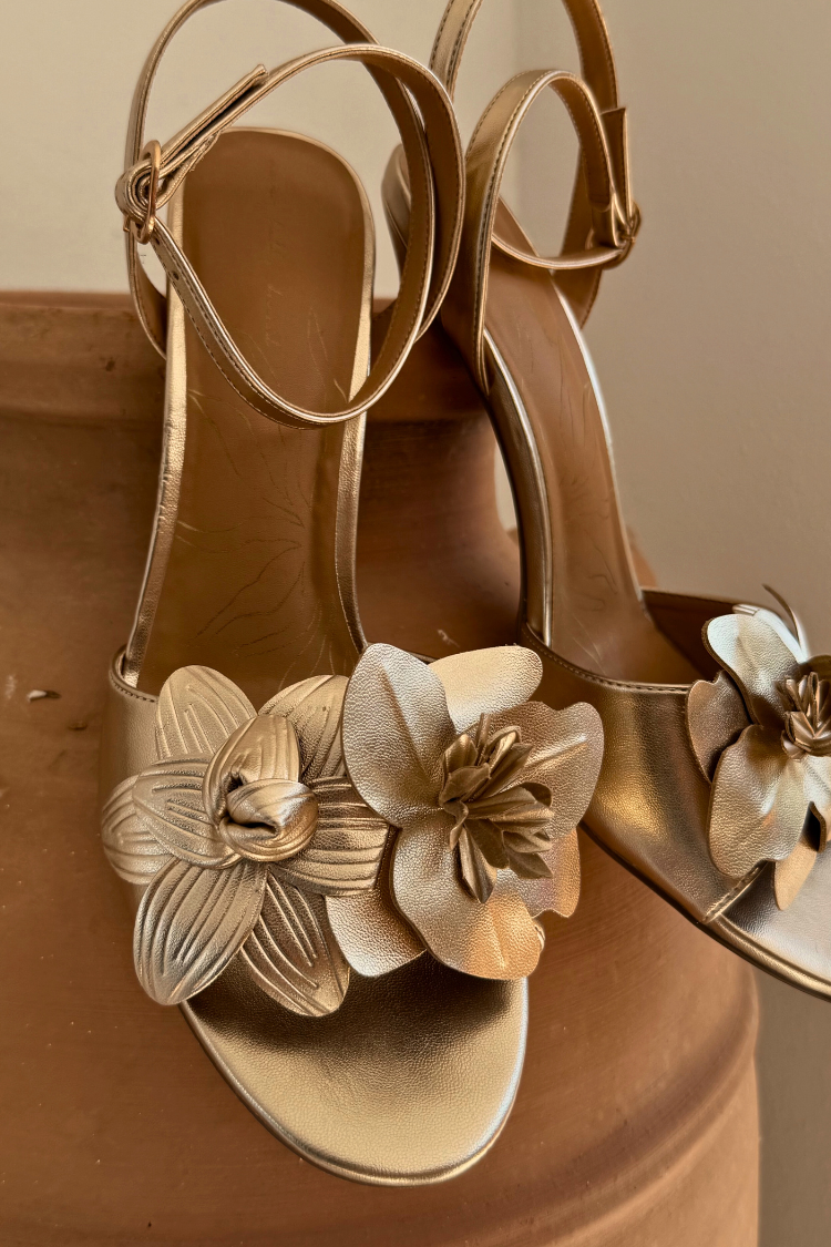 Gold Metallic Flower Heel、mySite、solidvoid