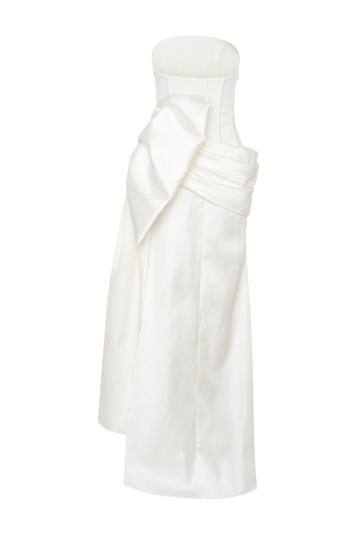 Galia Satin Corset Gown - White、mySite、solidvoid