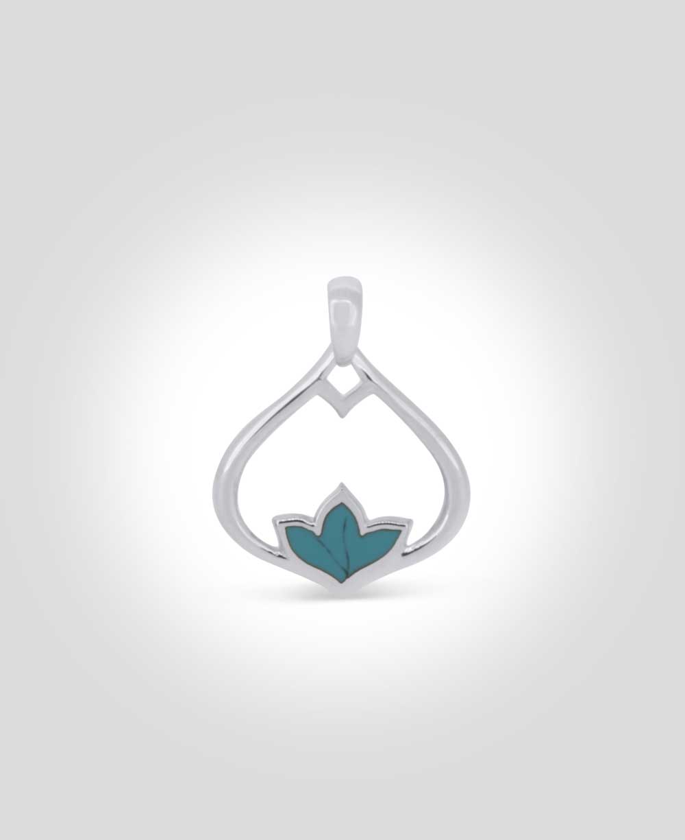 Sterling Silver Lotus Petal Teardrop Pendant with Reconstituted Turquoise、mySite、topwebapps