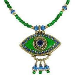 Michal Golan Sapphire, Gold and Emerald Evil Eye Pendant and Beaded Necklace With Drop Beads、mySite、topwebapps