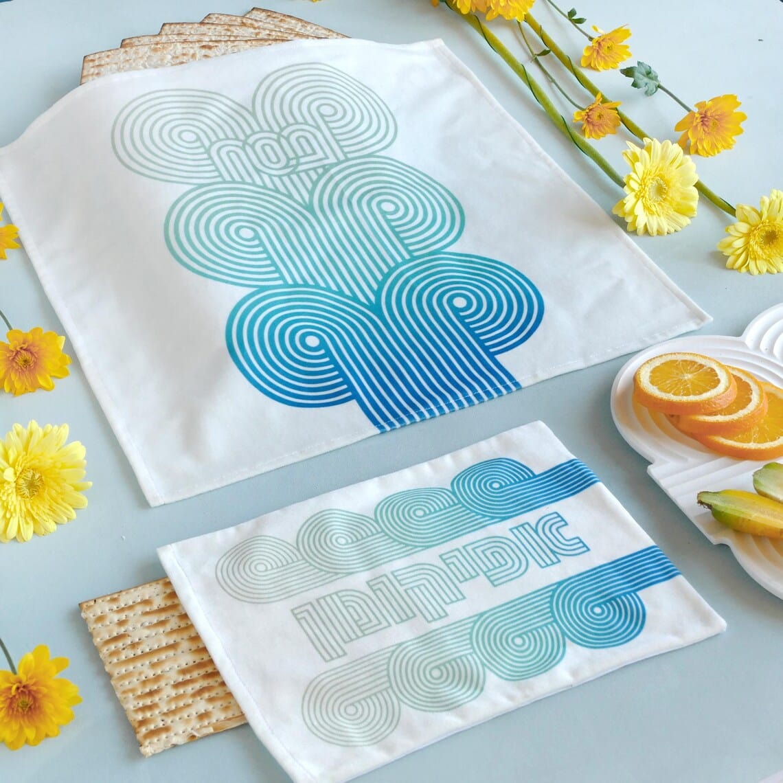 Turquoise Wave Matzah Cover and Afikomen Bag Set、mySite、topwebapps