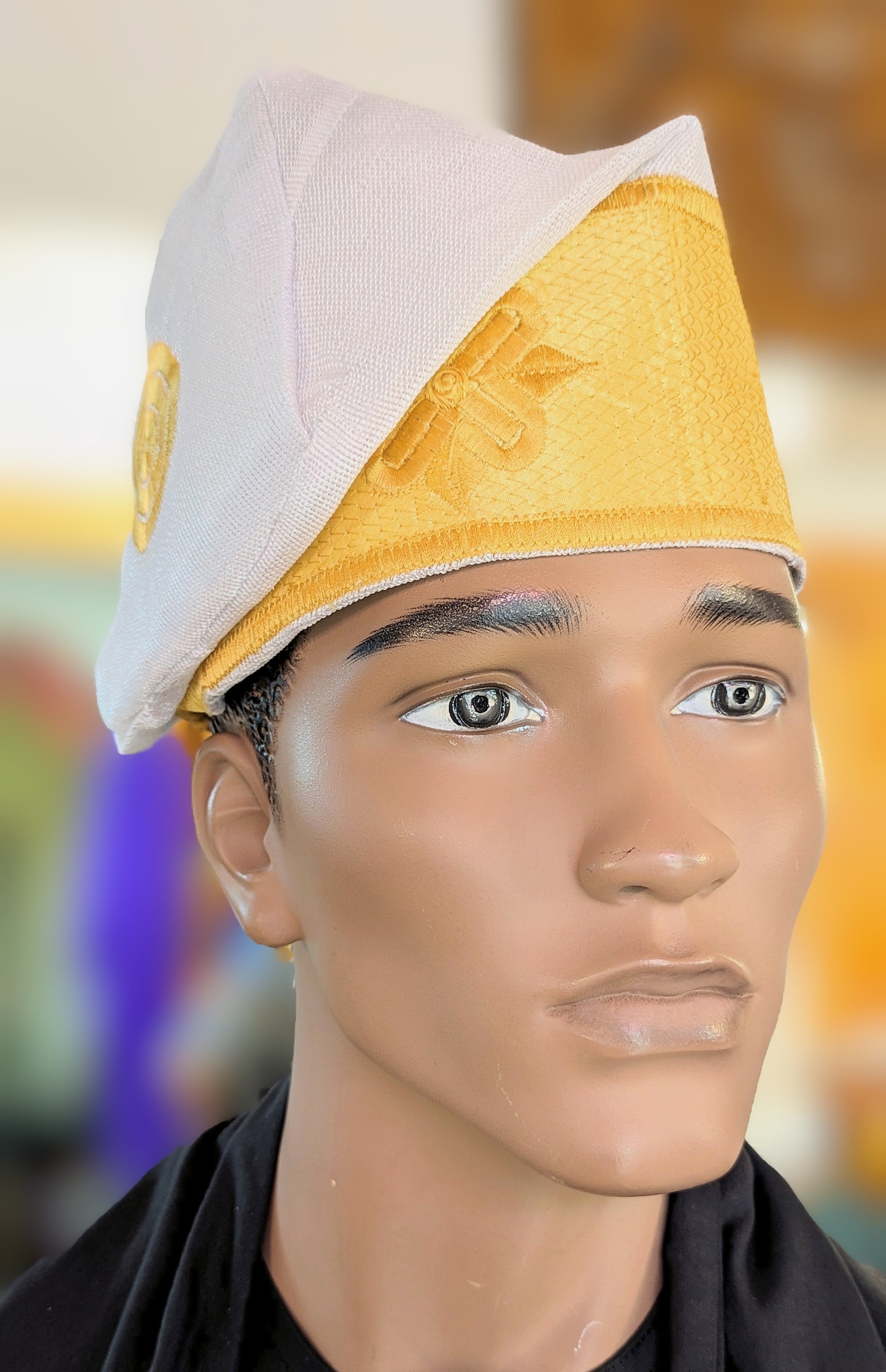 Dupsie's Goke White African Aso Oke Kufi Cap DPHAWG77、mySite、solidvoid