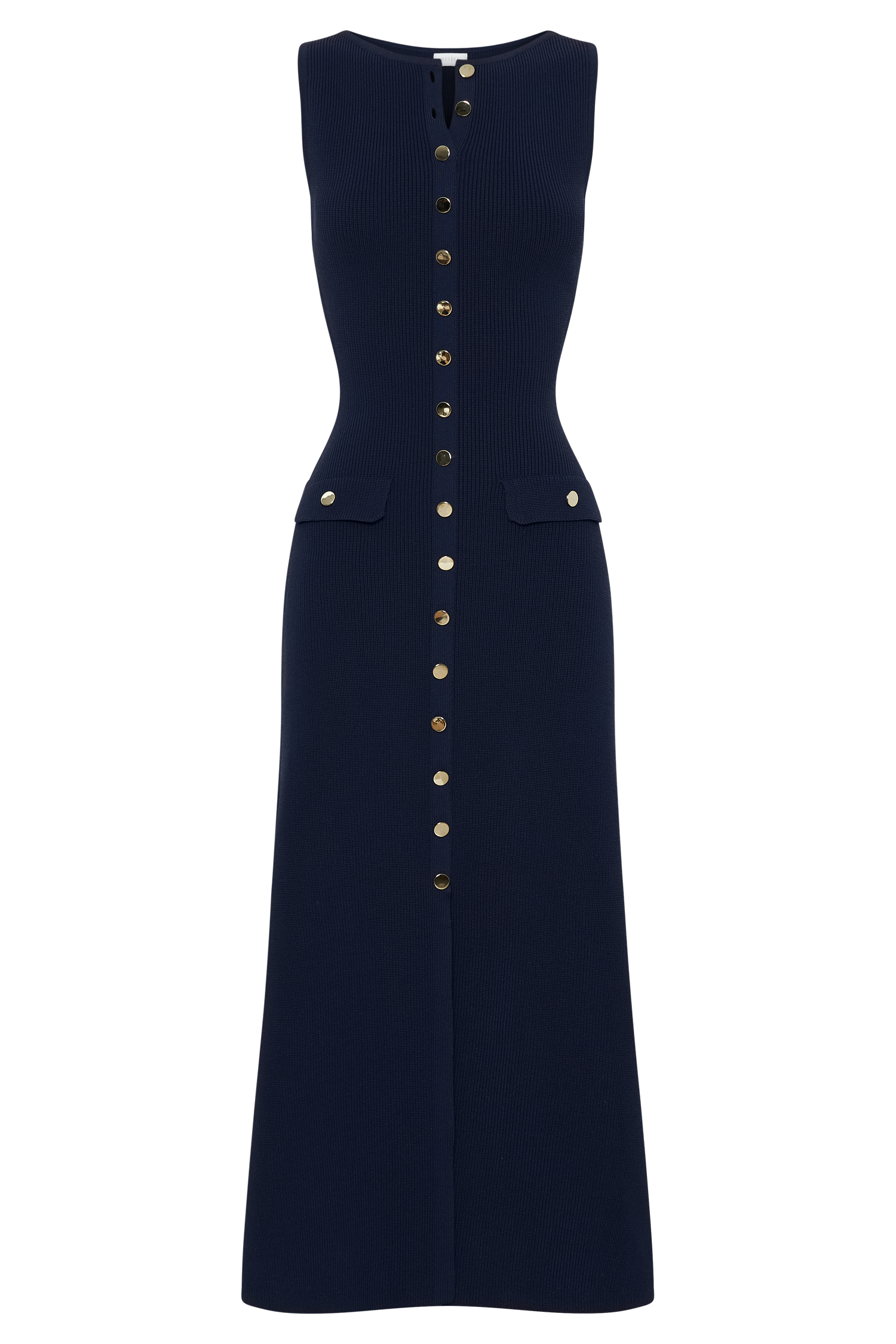 Sawyer Sleeveless Buttoned Maxi Dress - Navy、mySite、solidvoid