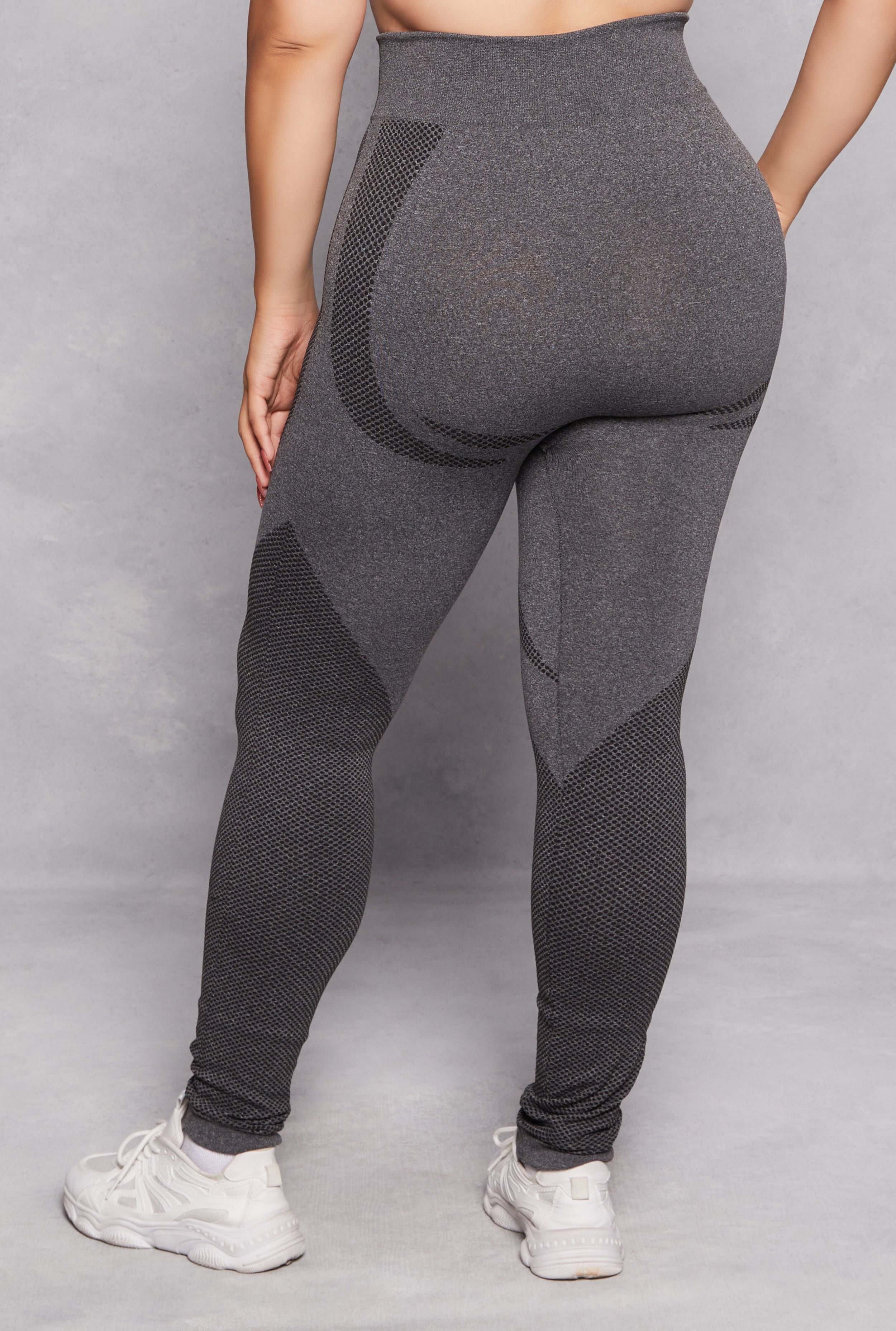 Plus Size Seamless Color Block Active Leggings、mySite、camillekostekn