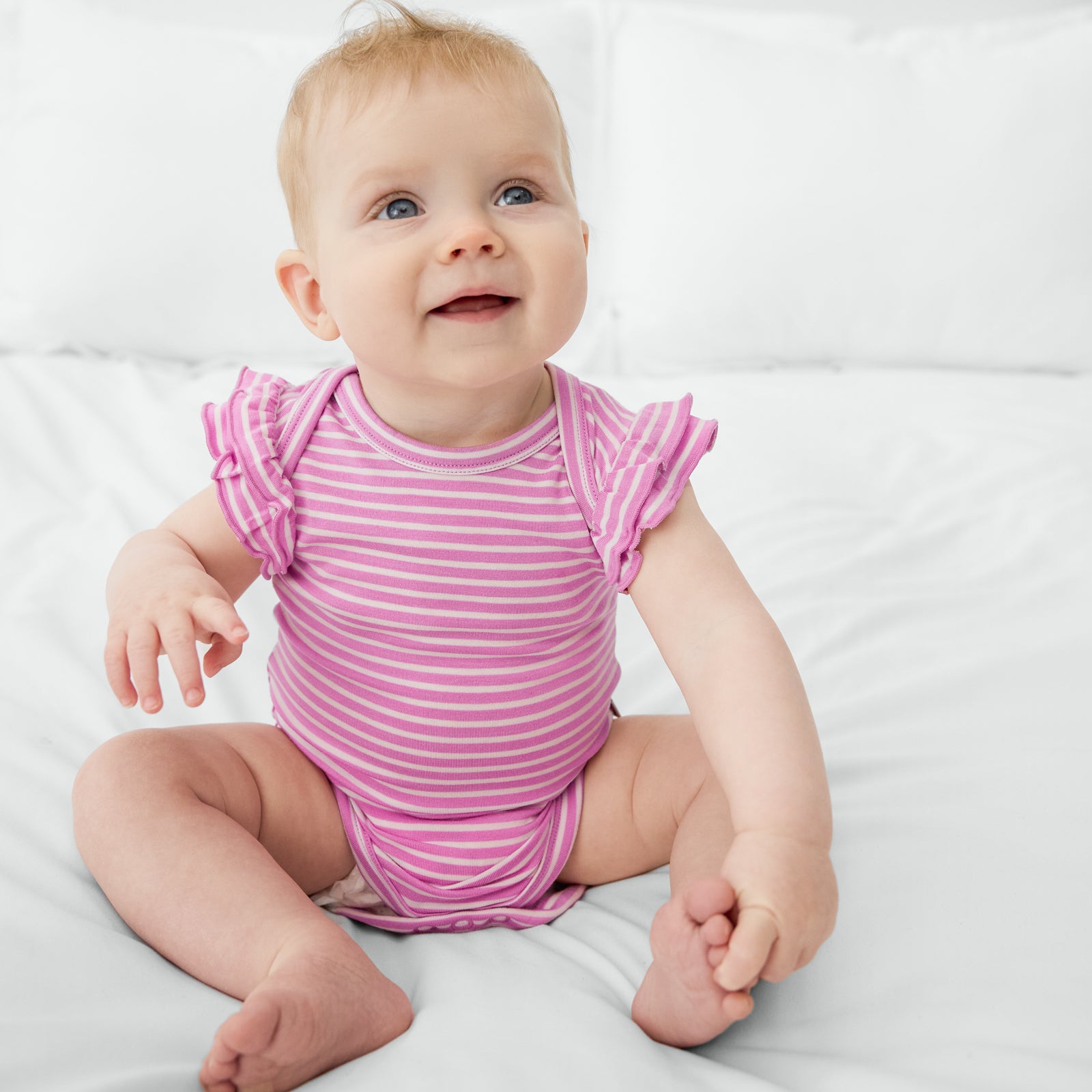 Pop Pink Stripes Flutter Bodysuit、mySite、g9winljtr