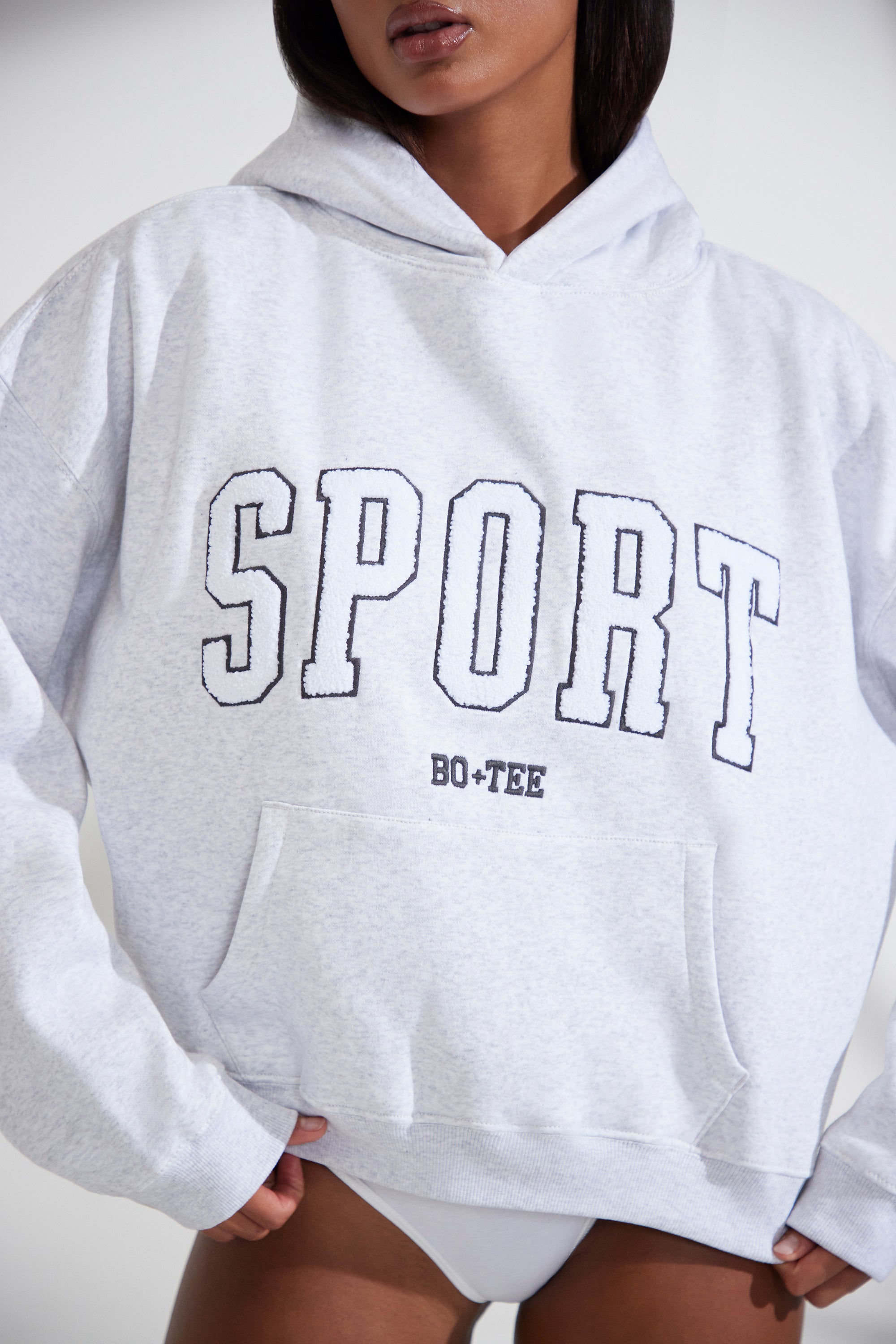 Oversized Hooded Sweatshirt in Heather Grey、mySite、solidvoid
