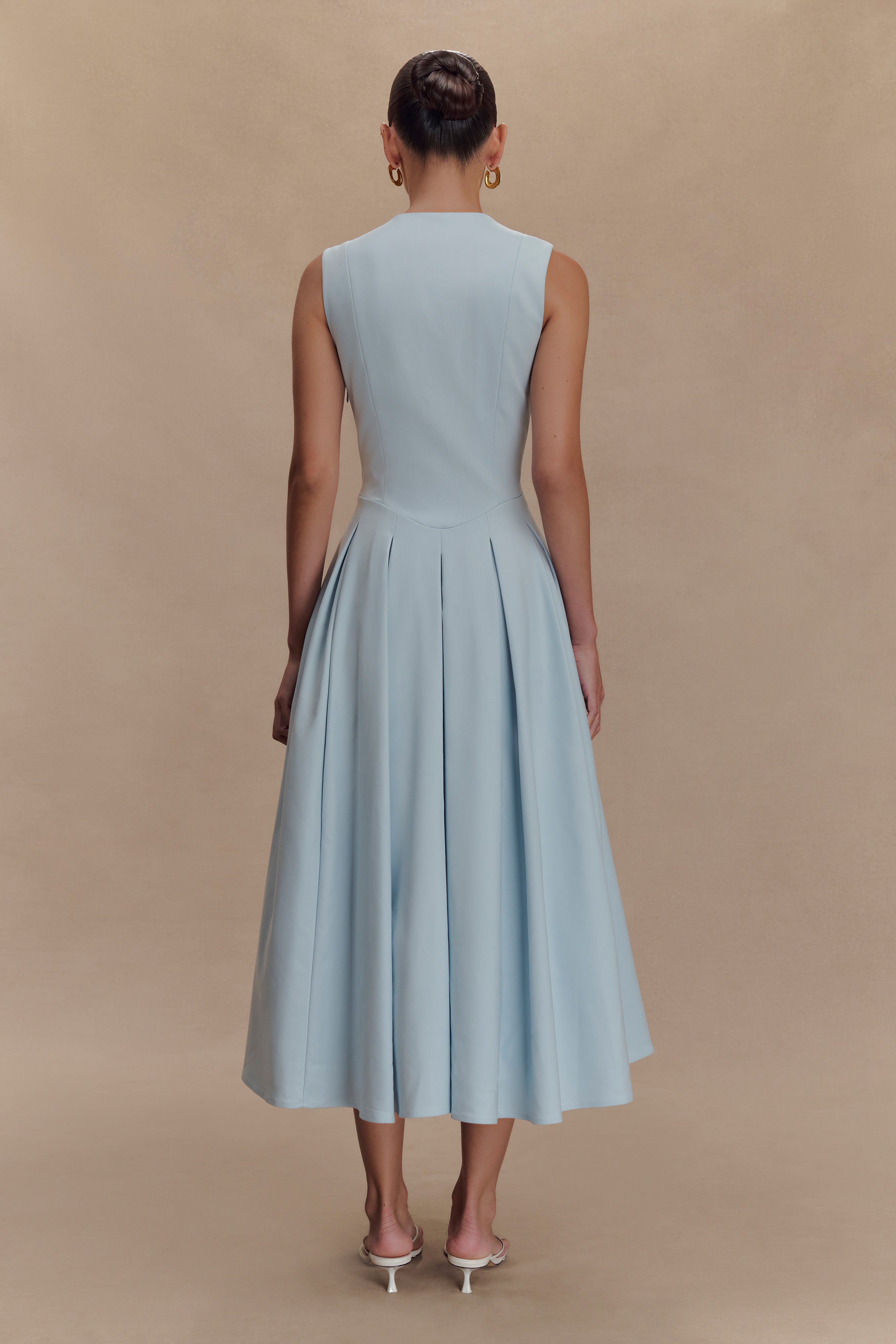 Keely Cotton Sleeveless Midi Dress - Sky Blue、mySite、solidvoid
