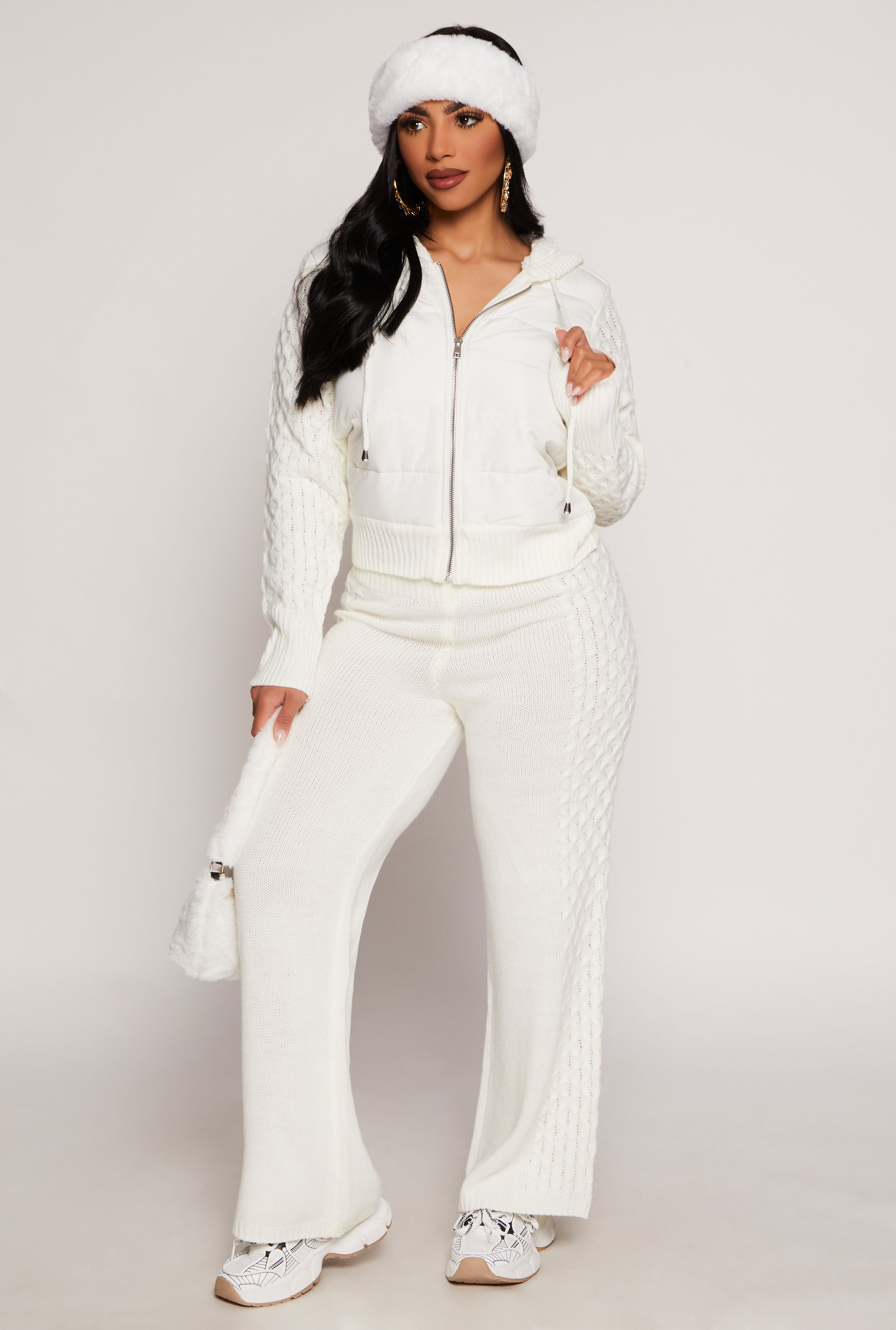 Almost Famous Cable Knit Hooded Sweater、mySite、camillekostekn