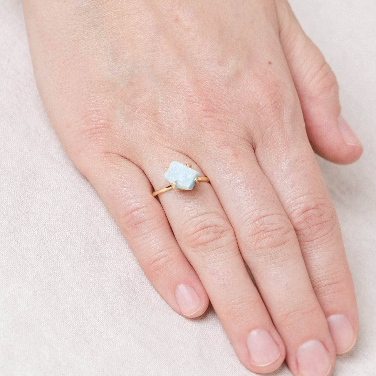 Rare Genuine Larimar Raw Freeform Gold or Silver Ring、mySite、hinf8tx79
