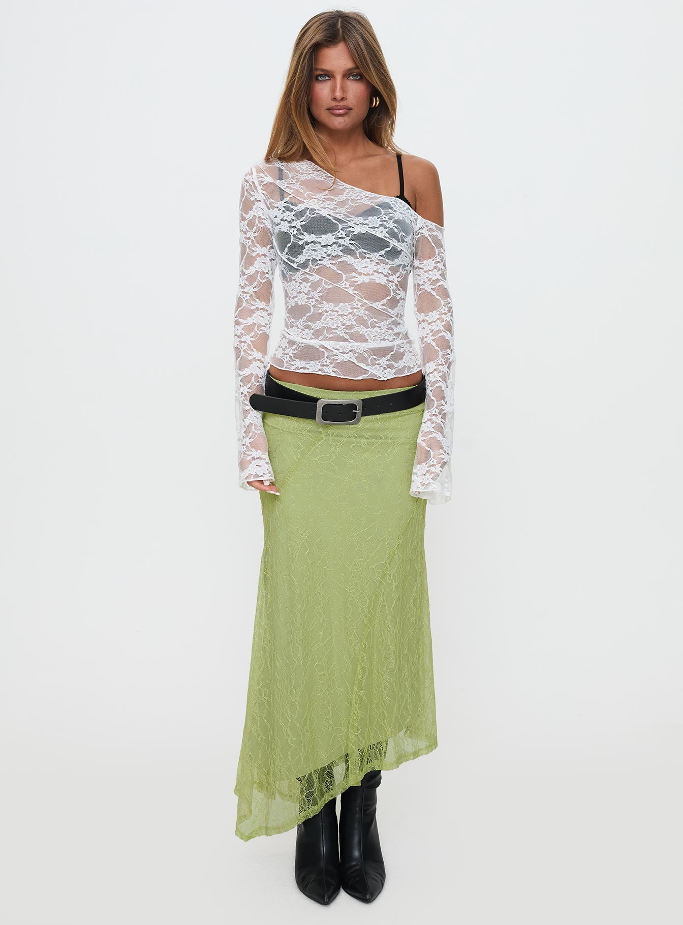 How Ironic One Shoulder Lace Top Cream、mySite、solidvoid