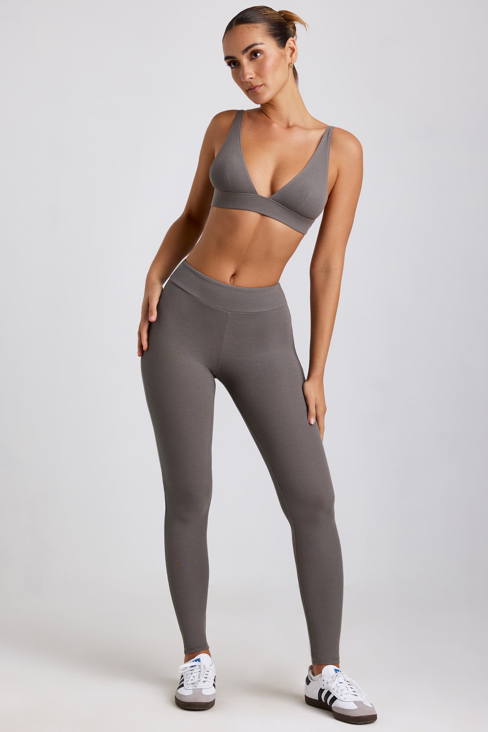 Ribbed Modal High Waist Leggings in Grey、mySite、solidvoid