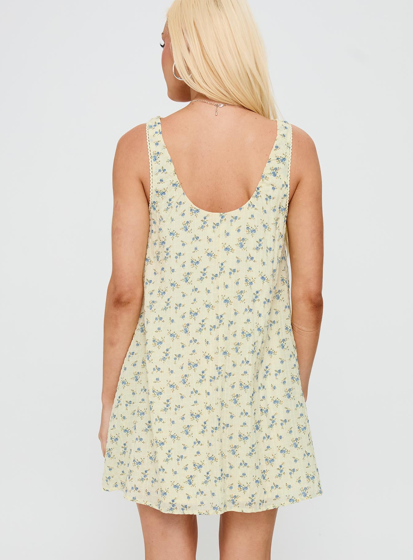 Antiquity Swing Mini Dress Yellow / Blue Floral、mySite、solidvoid