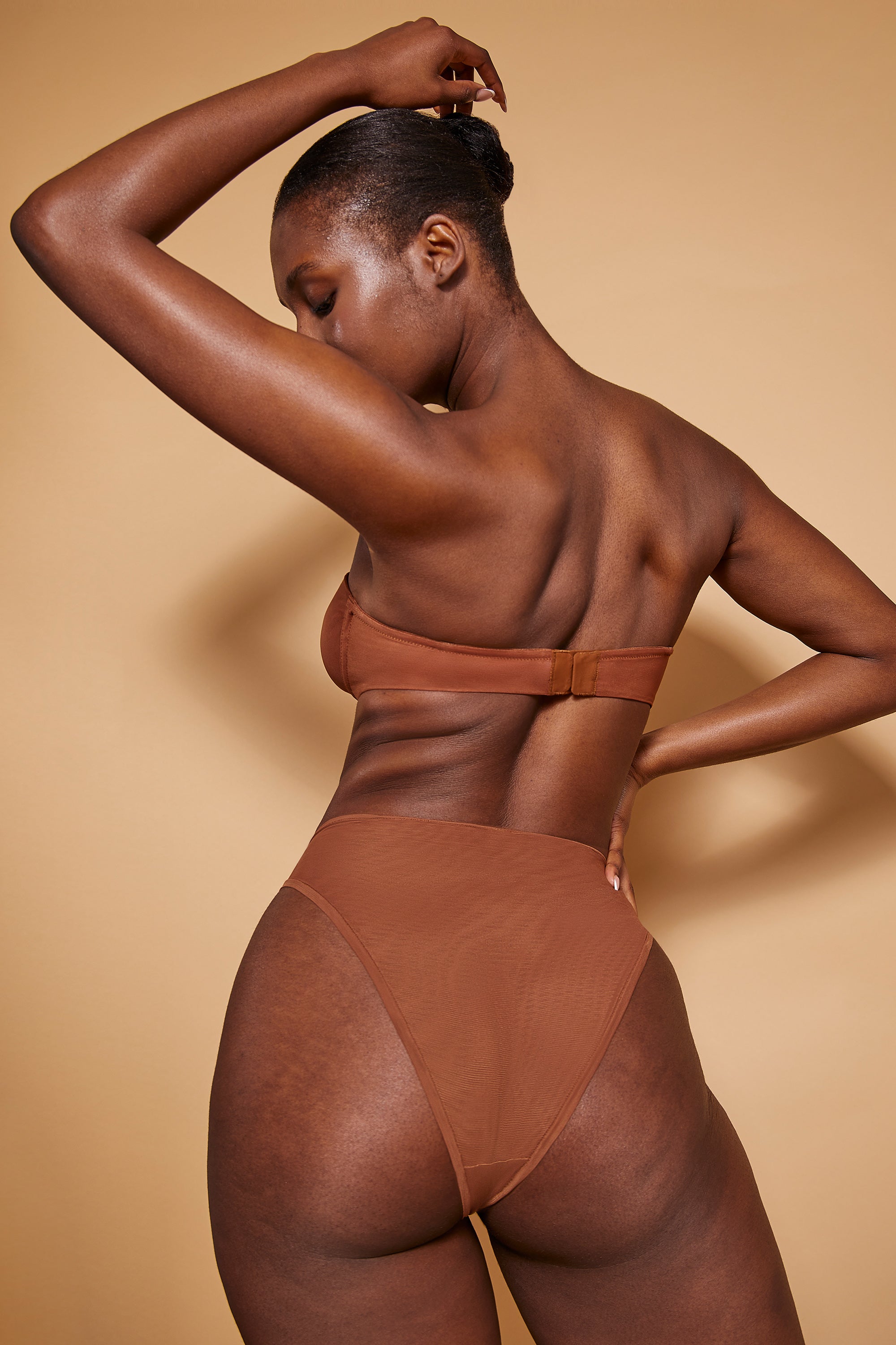 Soft Mesh High Waisted Knicker in Chestnut、mySite、solidvoid