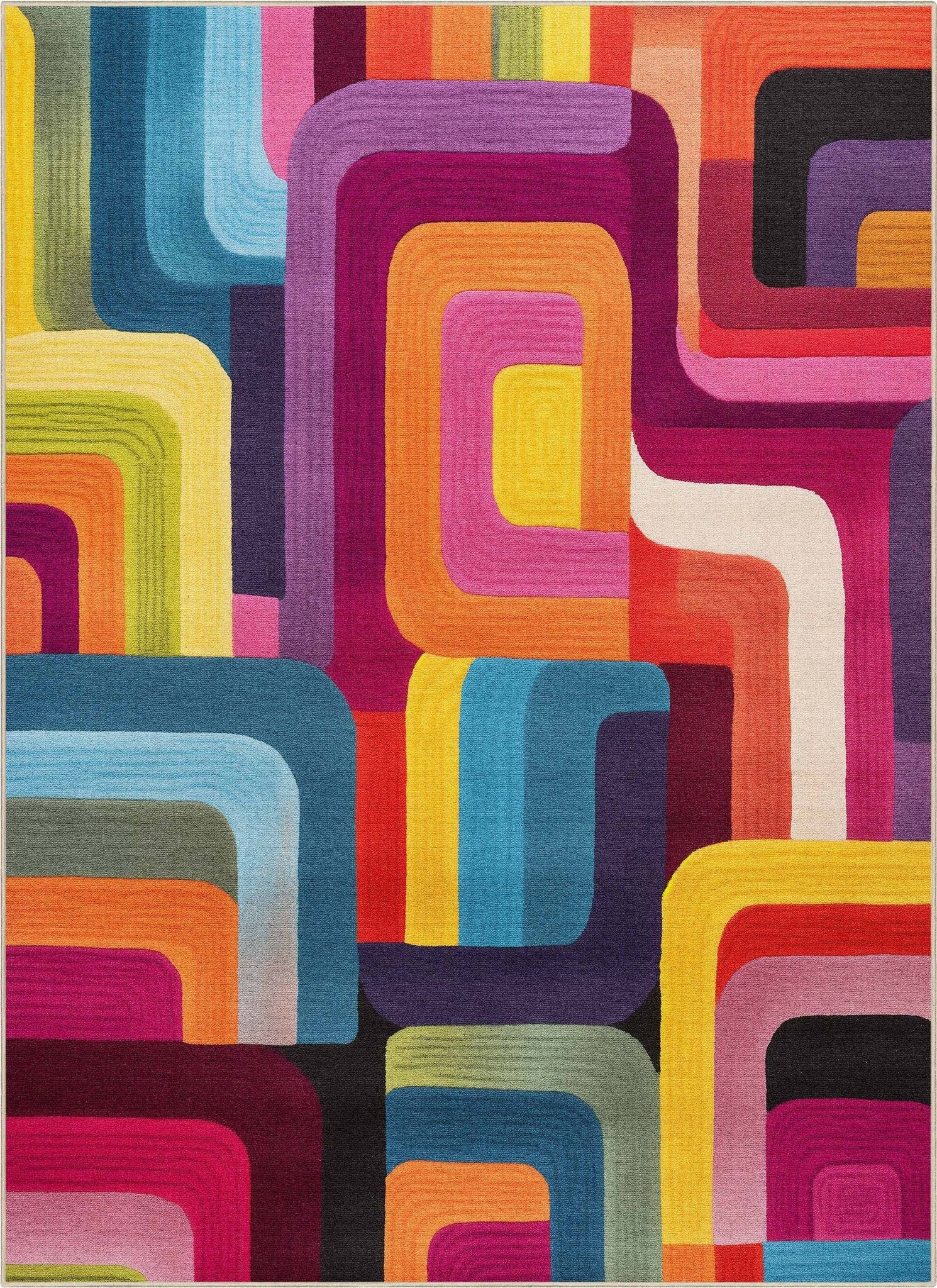 Apollo Strokes Colorful Waves Abstract Vibrant Stain-Resistant Rug - Easy to Clean、mySite、gigharbornorthrealestate