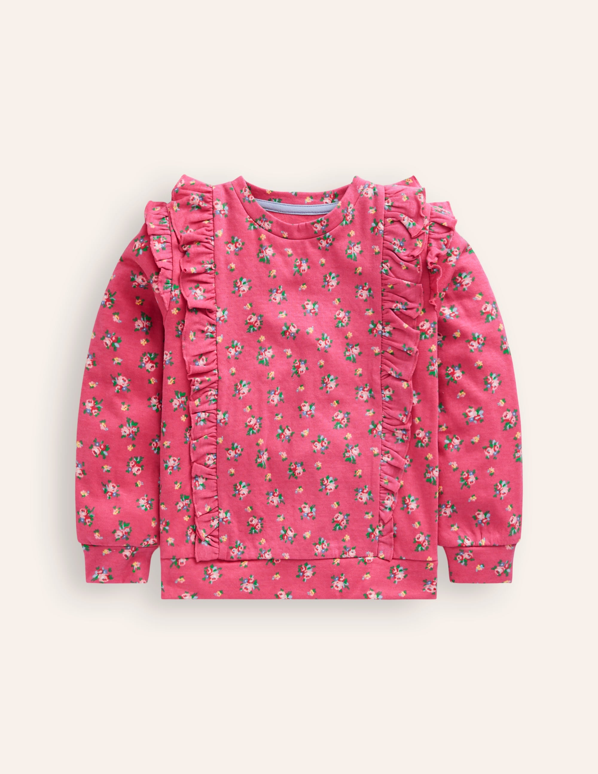  Frill Printed Sweatshirt-Rose Petal Pink Floral Bouquet、mySite、ashleygrahame