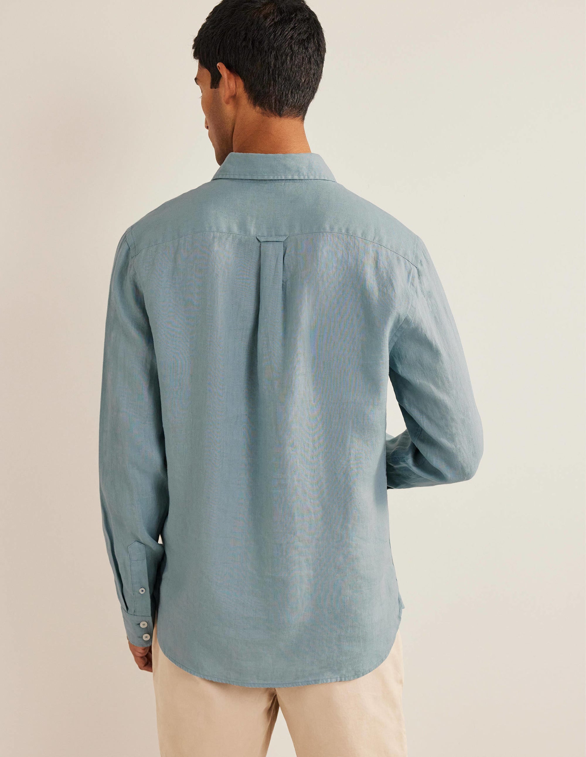  Cutaway Collar Linen Shirt-Washed Blue、mySite、ashleygrahame
