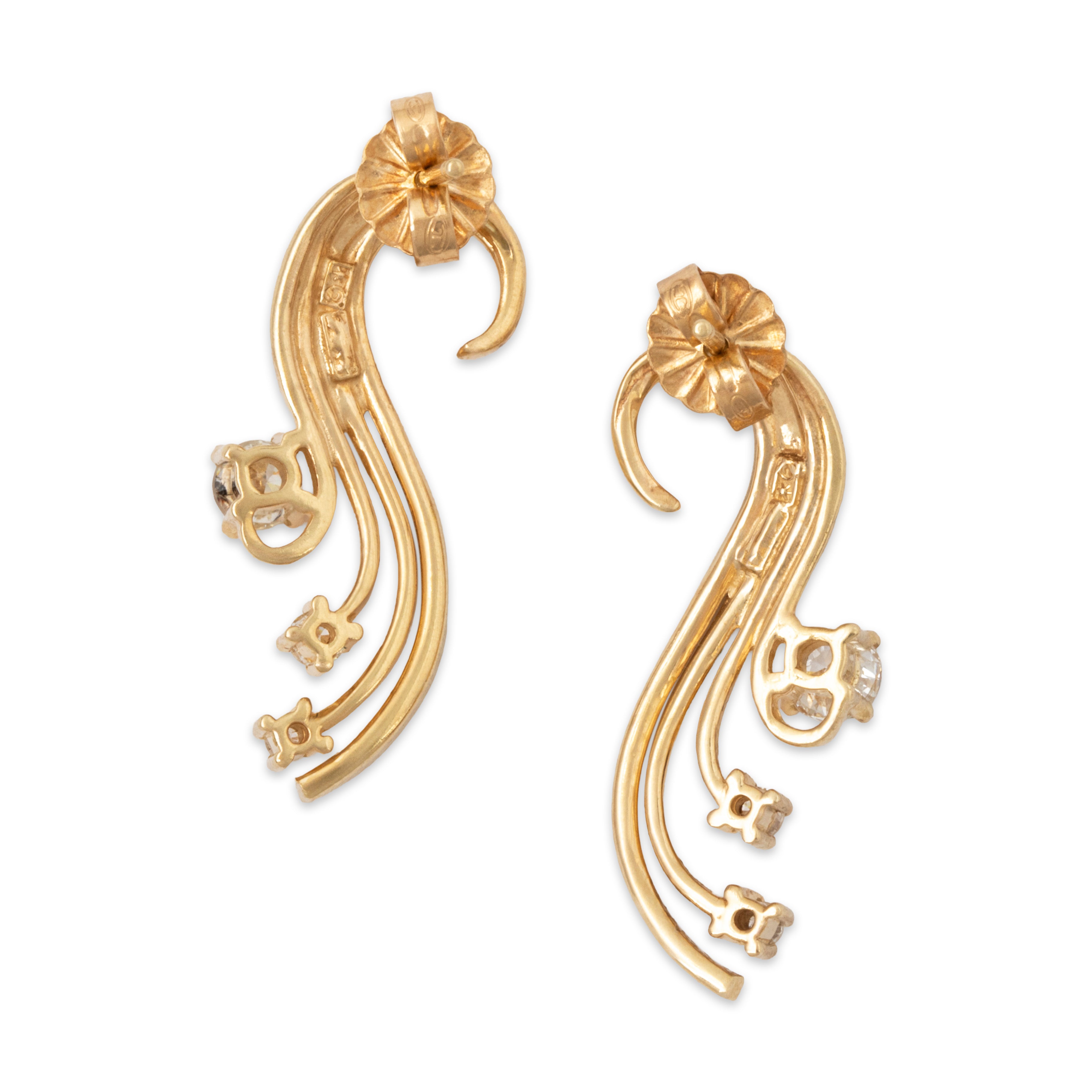 Vintage 14k Yellow Gold .50cttw Diamond Stunning Swirl Stud Earrings、mySite、hinf8tx79